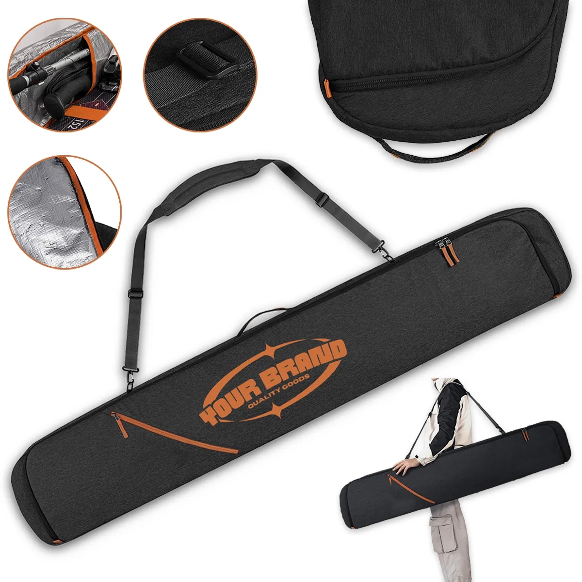 600D Premium Water-Resistant Padded Snowboard Ski Bags 6