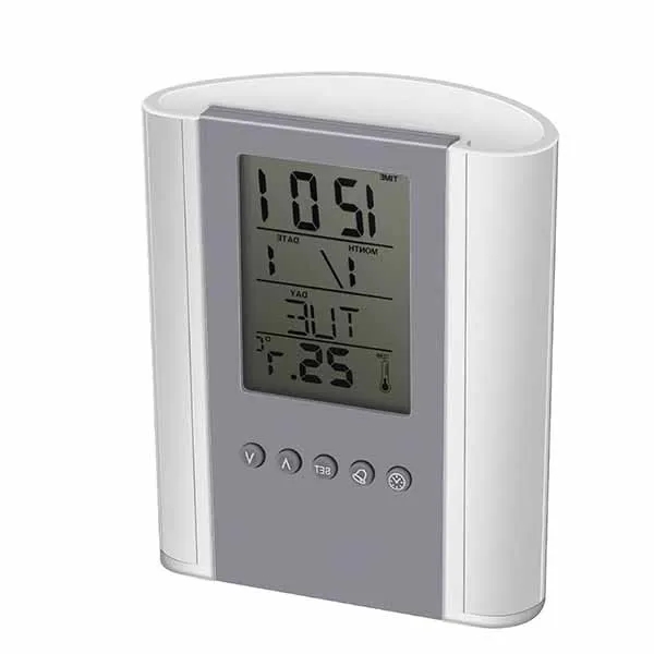 Clock Digital Alarm Temperature Display Pen Holder 5