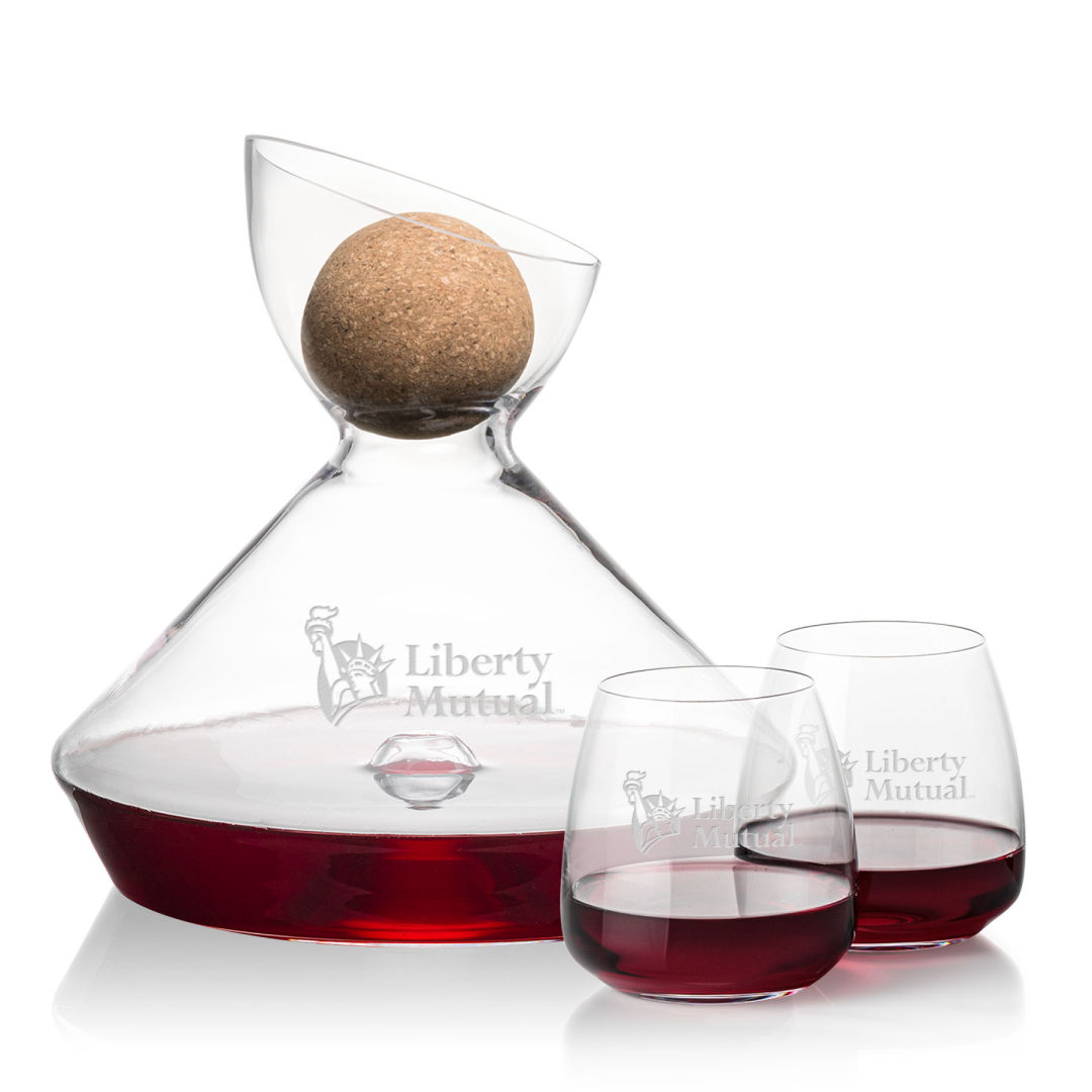 Woodbury Carafe w/Cork Stopper & Hogarth Stemless Wine 1