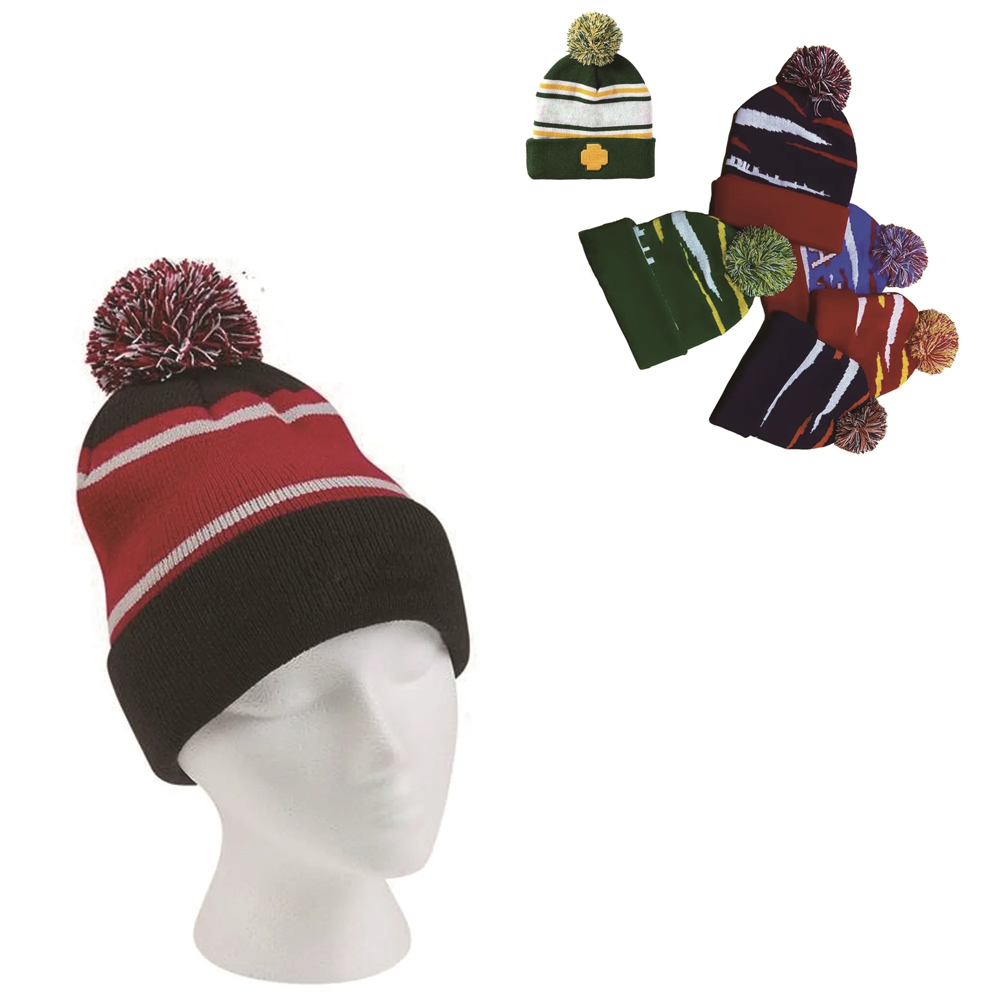 Unisex Knitted Pom Hat With Cuff