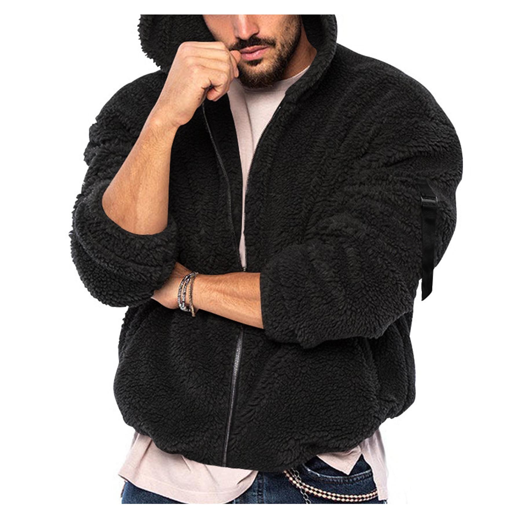 Men's Double Side Fleece Hoodie Jacket 3