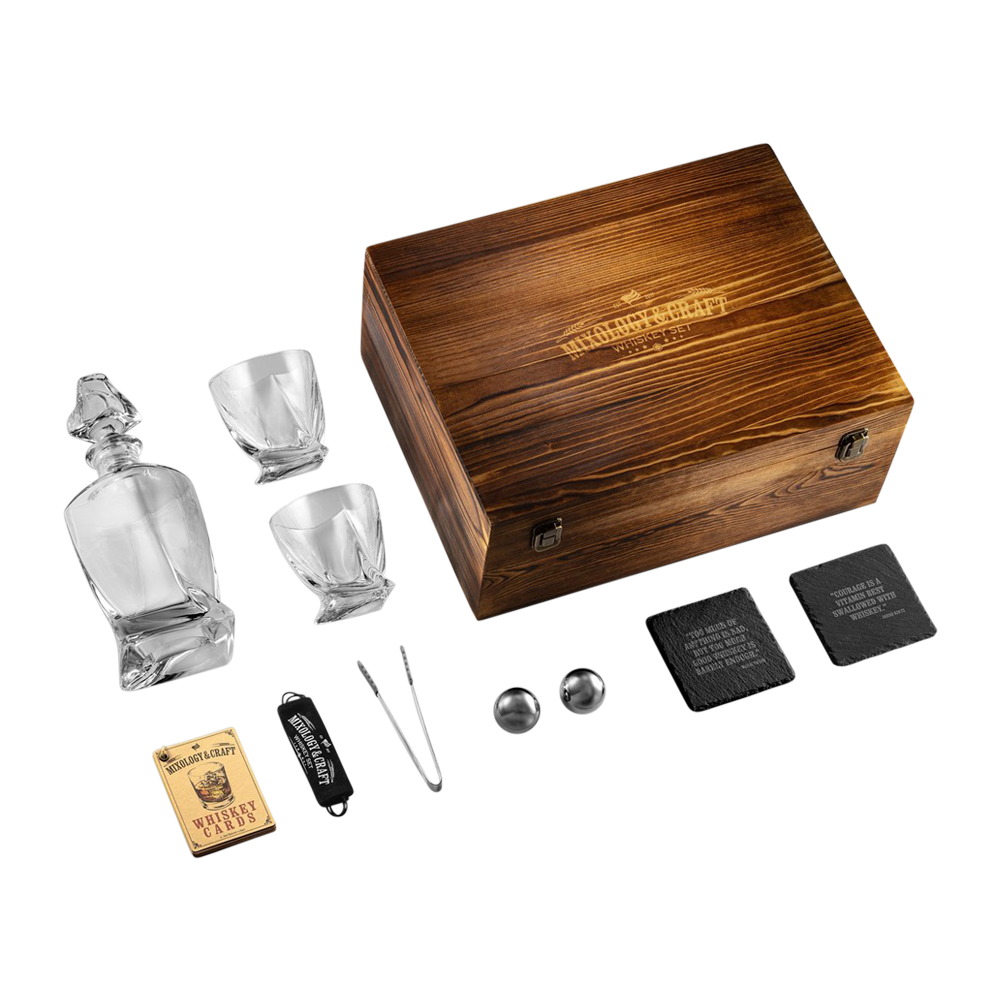 Elegant Whiskey Decanter Set in Wooden Box 4