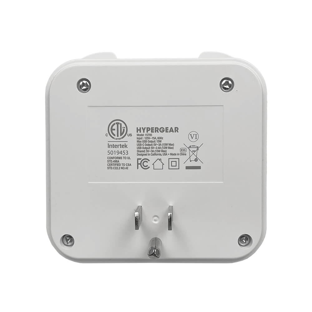 Multi Plug 5 Outlet Extender with USB-C & USB Ports