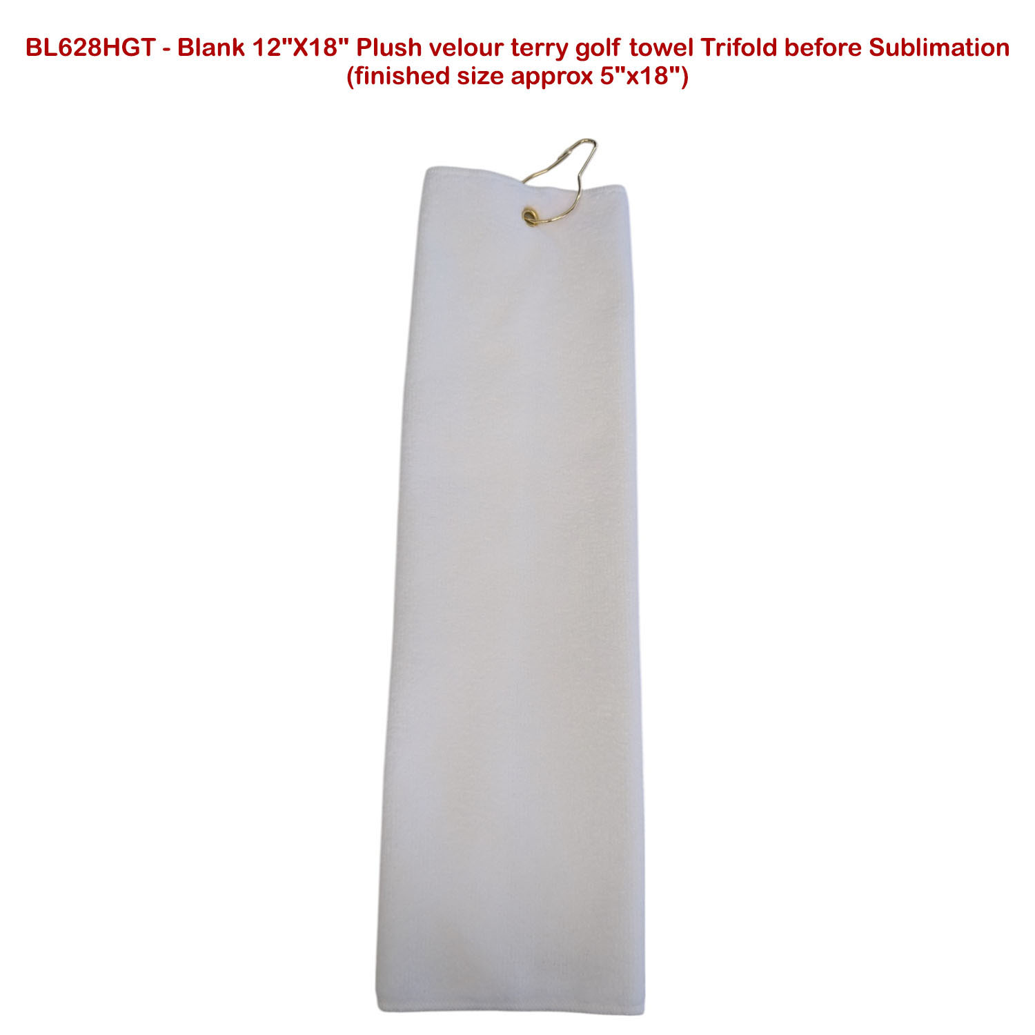 24 Hr Express Ship - Plush Velour Terry Cotton blend Golf Towel, Finished size 5x18, Trifold 2