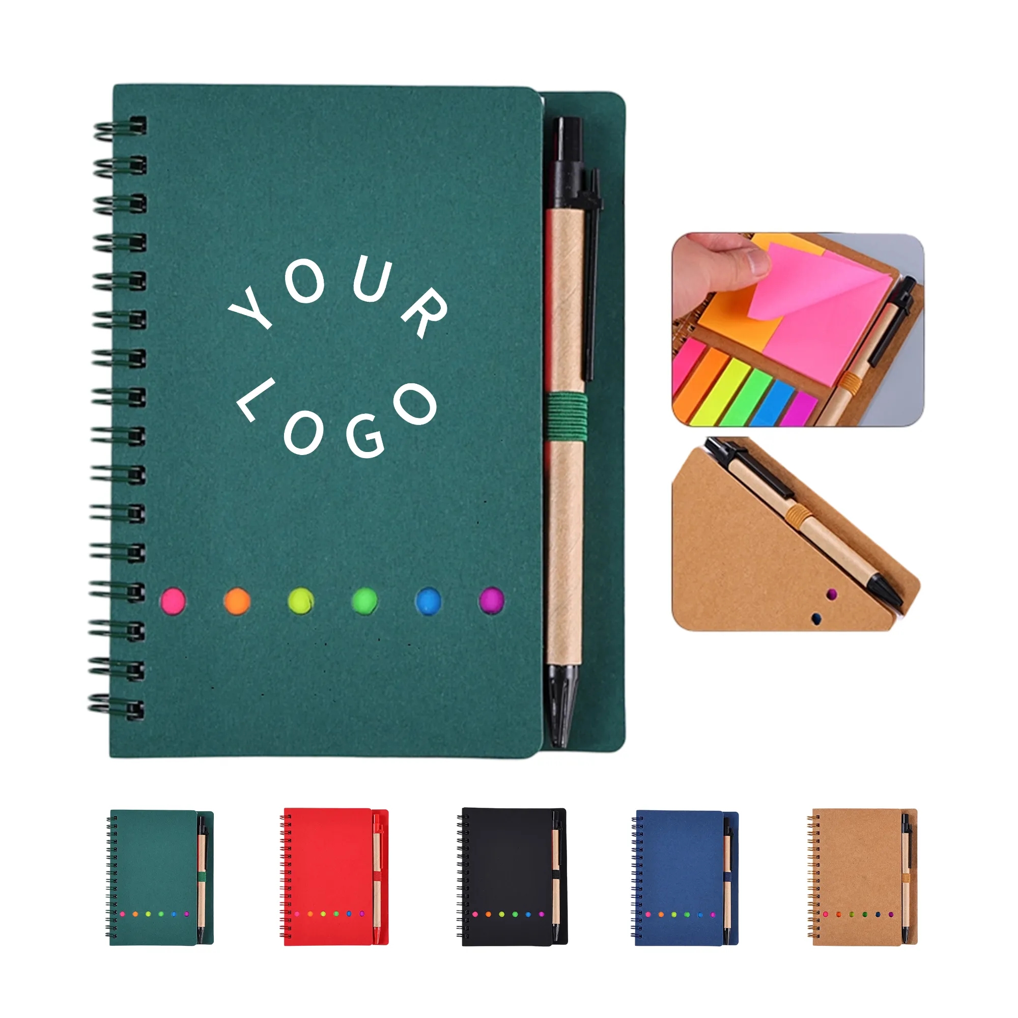 Kraft Paper Notebook With Sticky Notes And Pen 2
