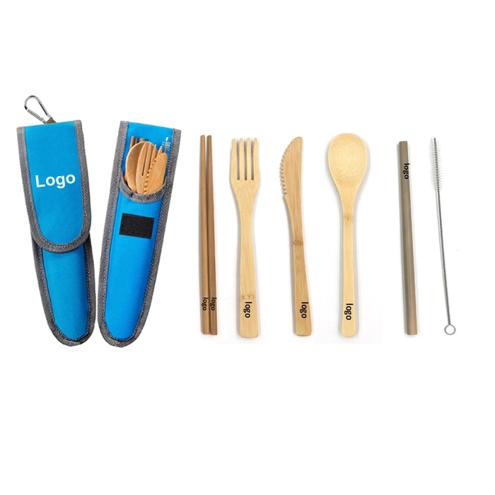 6 Pcs Bamboo Travel Utensils Set 2