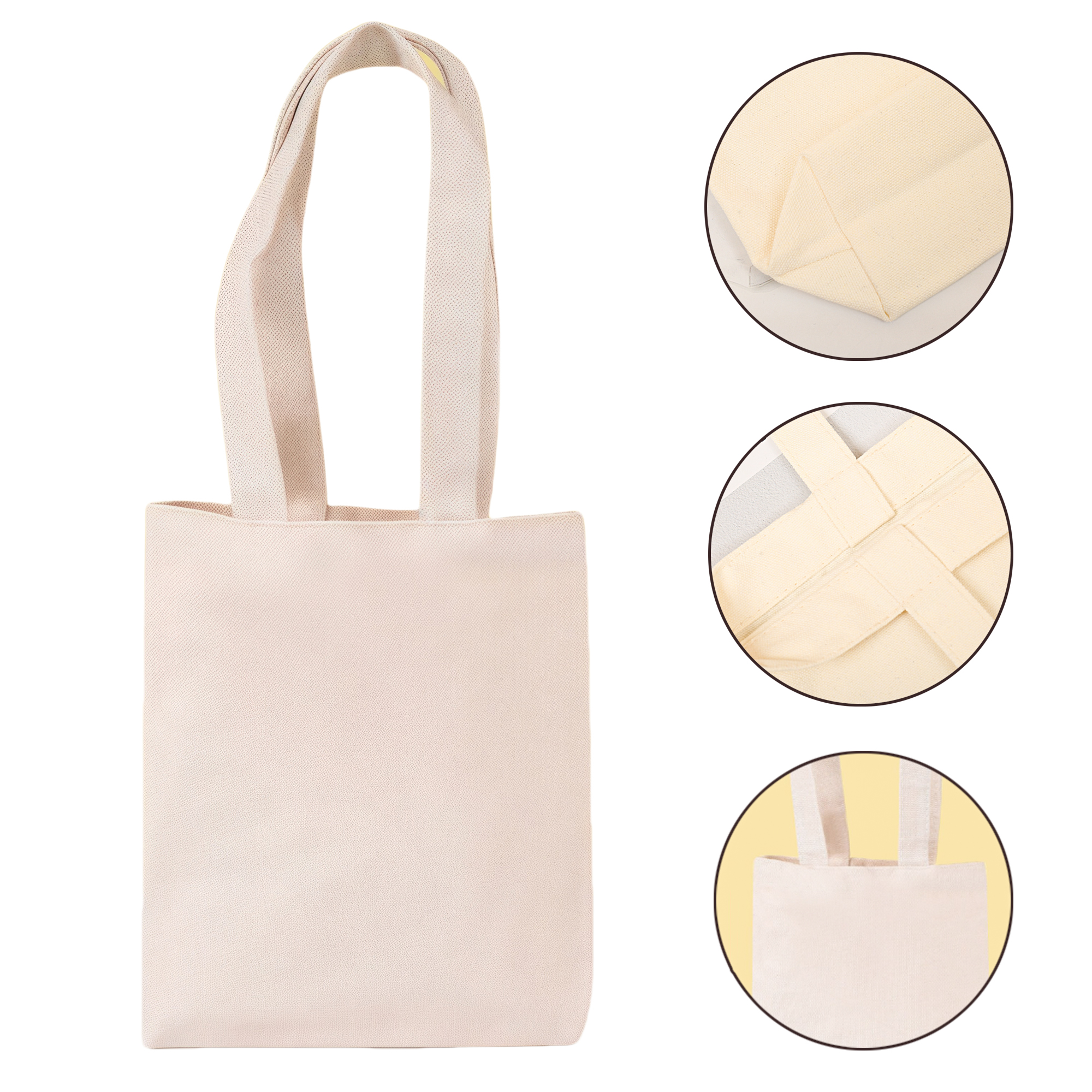 Reusable Beige Canvas Tote Bag - Large Durable Eco-Friendly Handbag 2