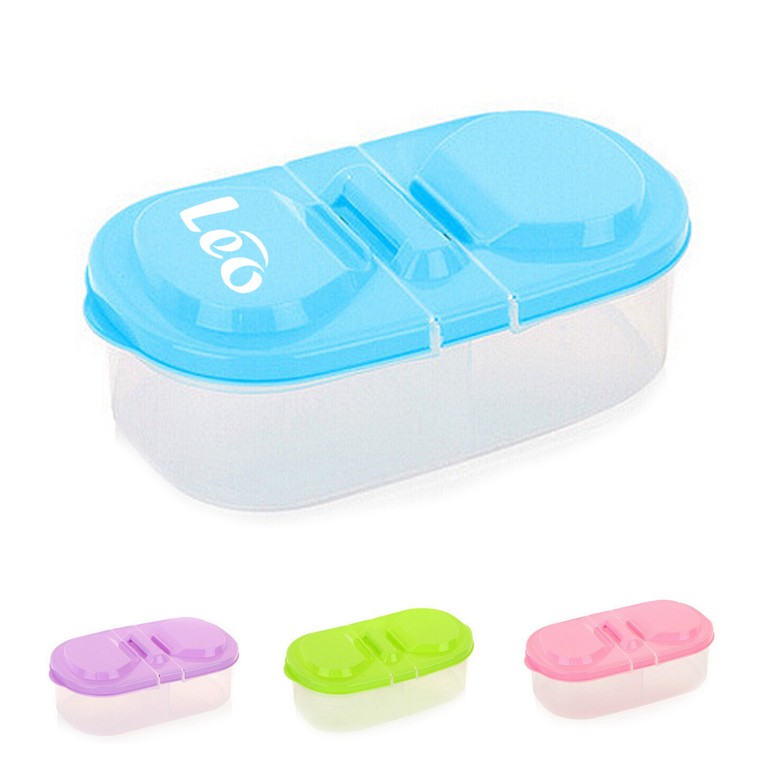 Double Compartment Covered Plastic Food Storage Box 2