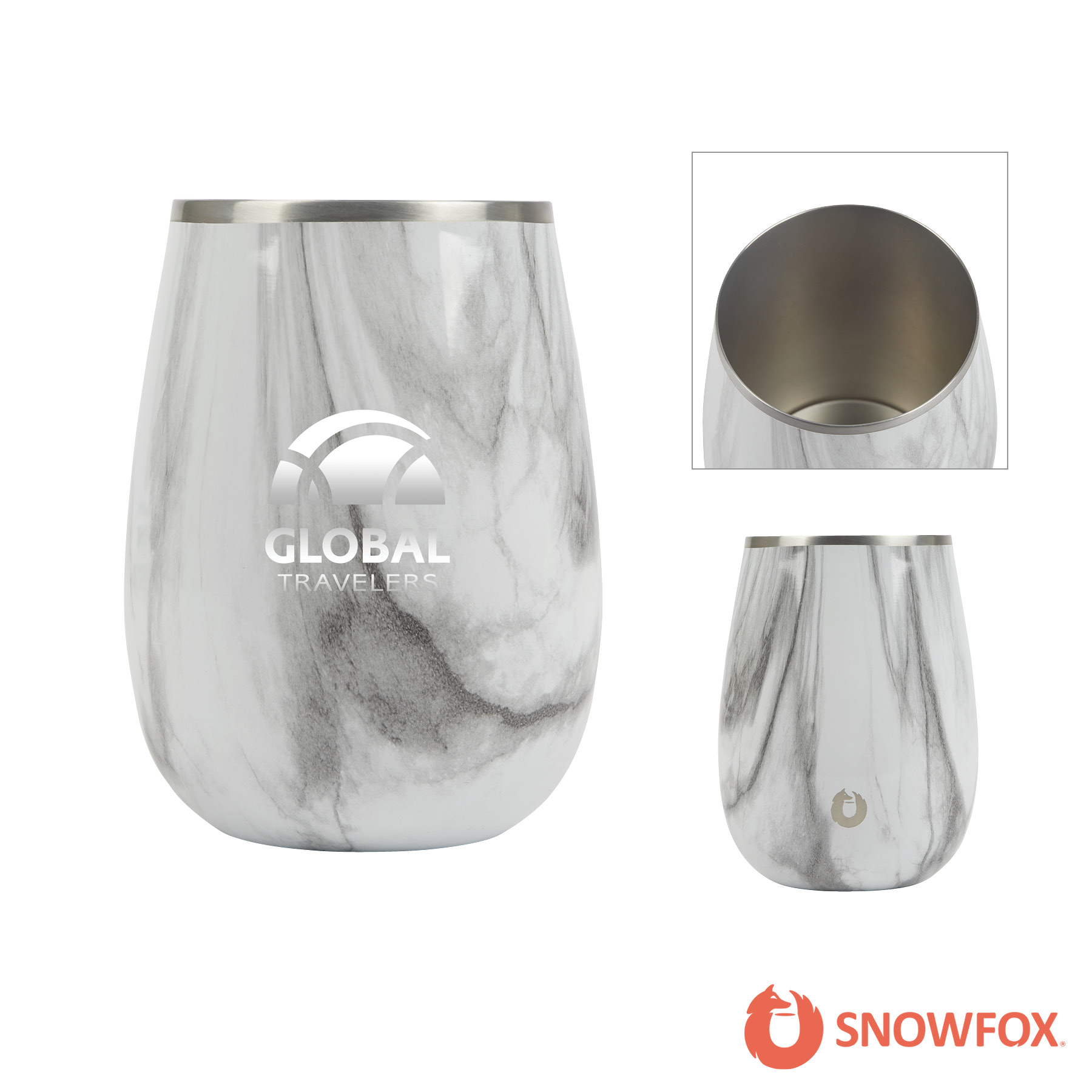 Snowfox® 13.5 oz. Vacuum Insulated Marble Finish Pinot Noir Wine Glass 2