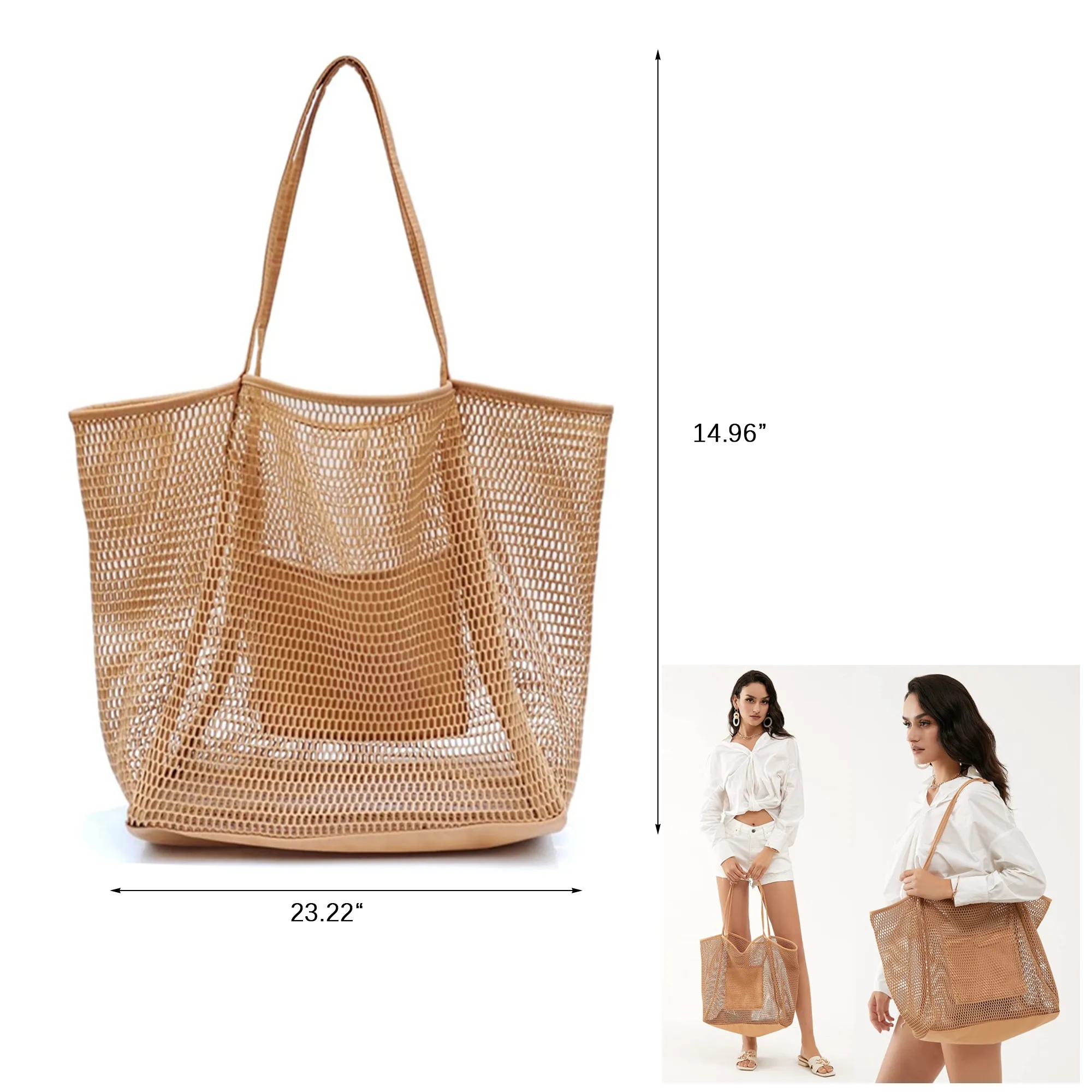 Mesh Beach Tote Shoulder Handbag 3