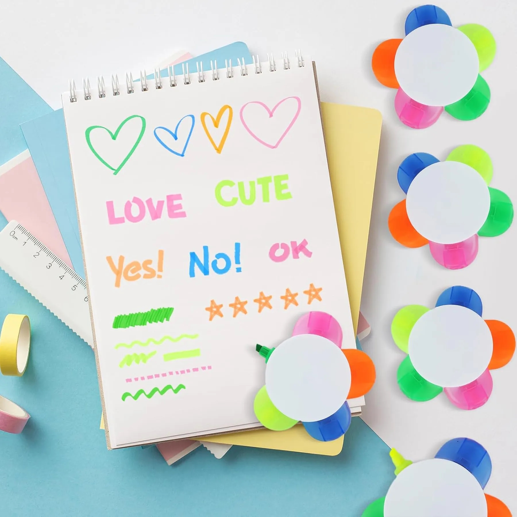 5 Color Flower Shape Highlighter Pens 3