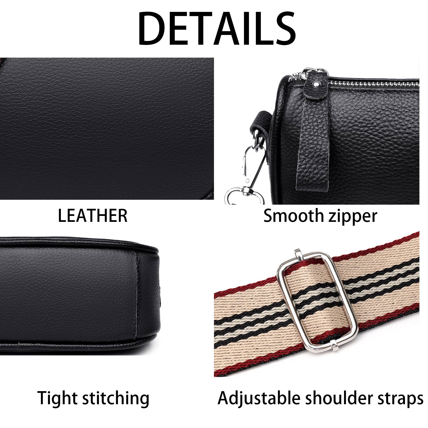 Faux Leather stylish wide shoulder strap cross-body bag 7