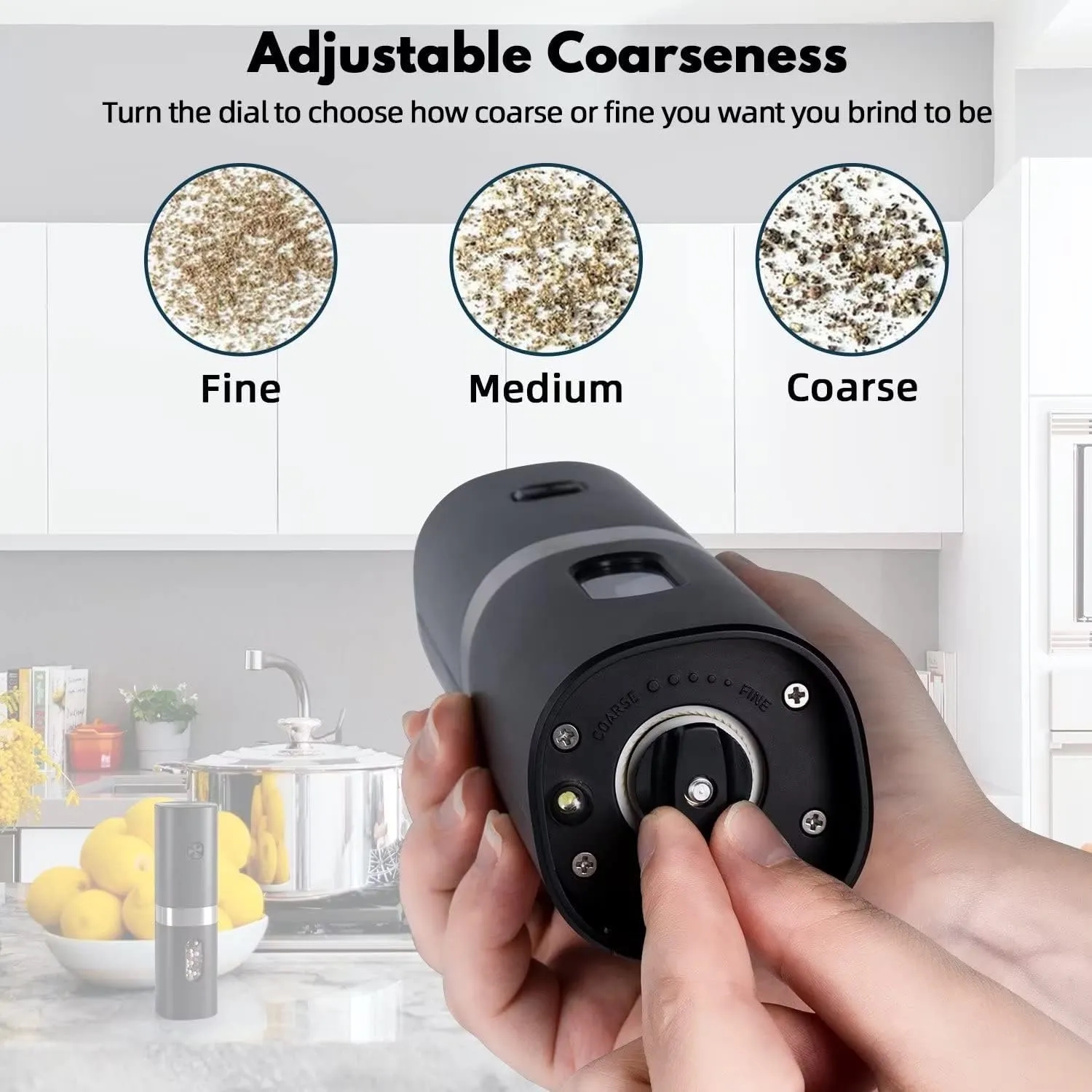 One Hand Automatic Electric ABS Plastic Pepper Mill 3