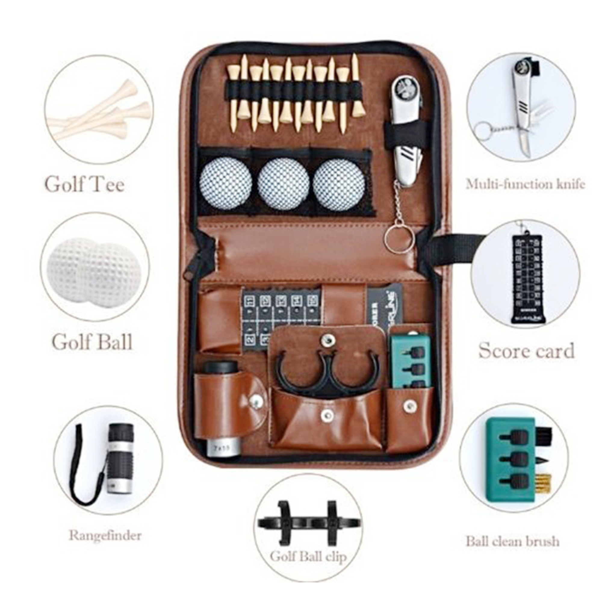 MOQ25 PCS Leather Golf Tool Kit Accessories Pouch 2