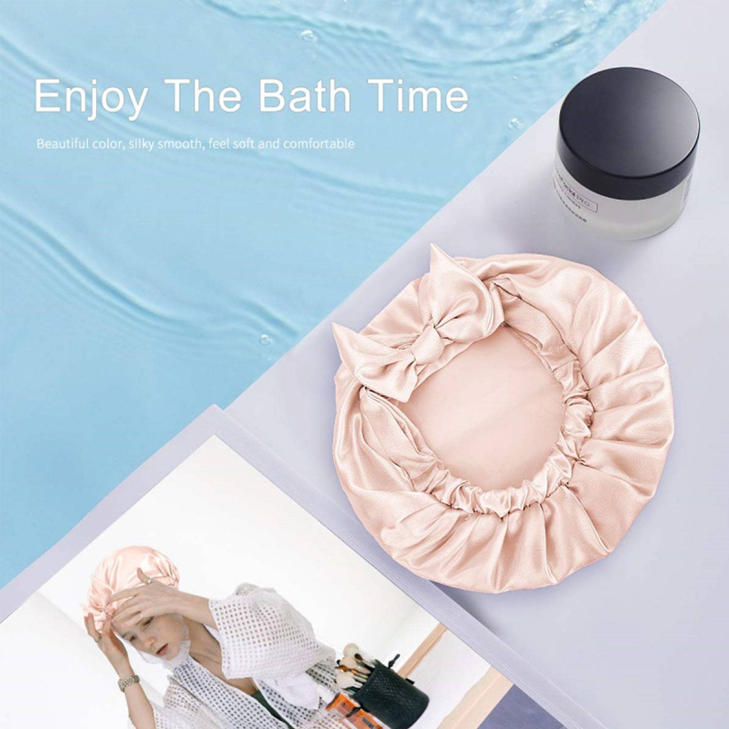 Bow tie satin bath cap 3