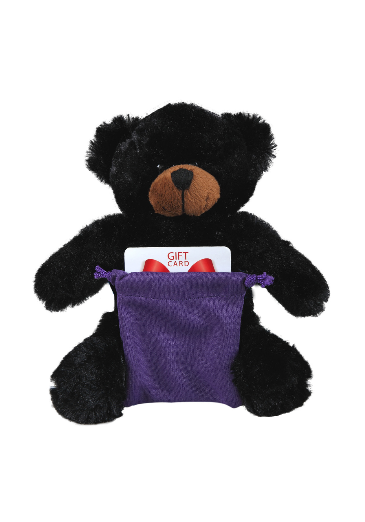 soft plush Black Bear with gift card sack