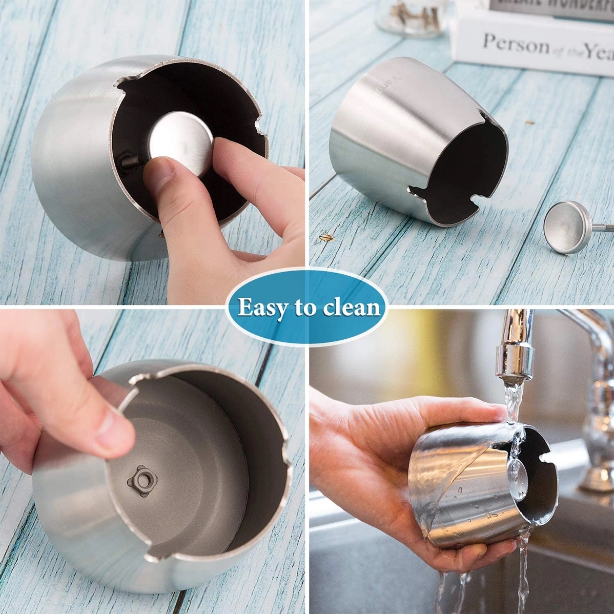 Stainless Steel Cigarettes Ashtray With Lid 3