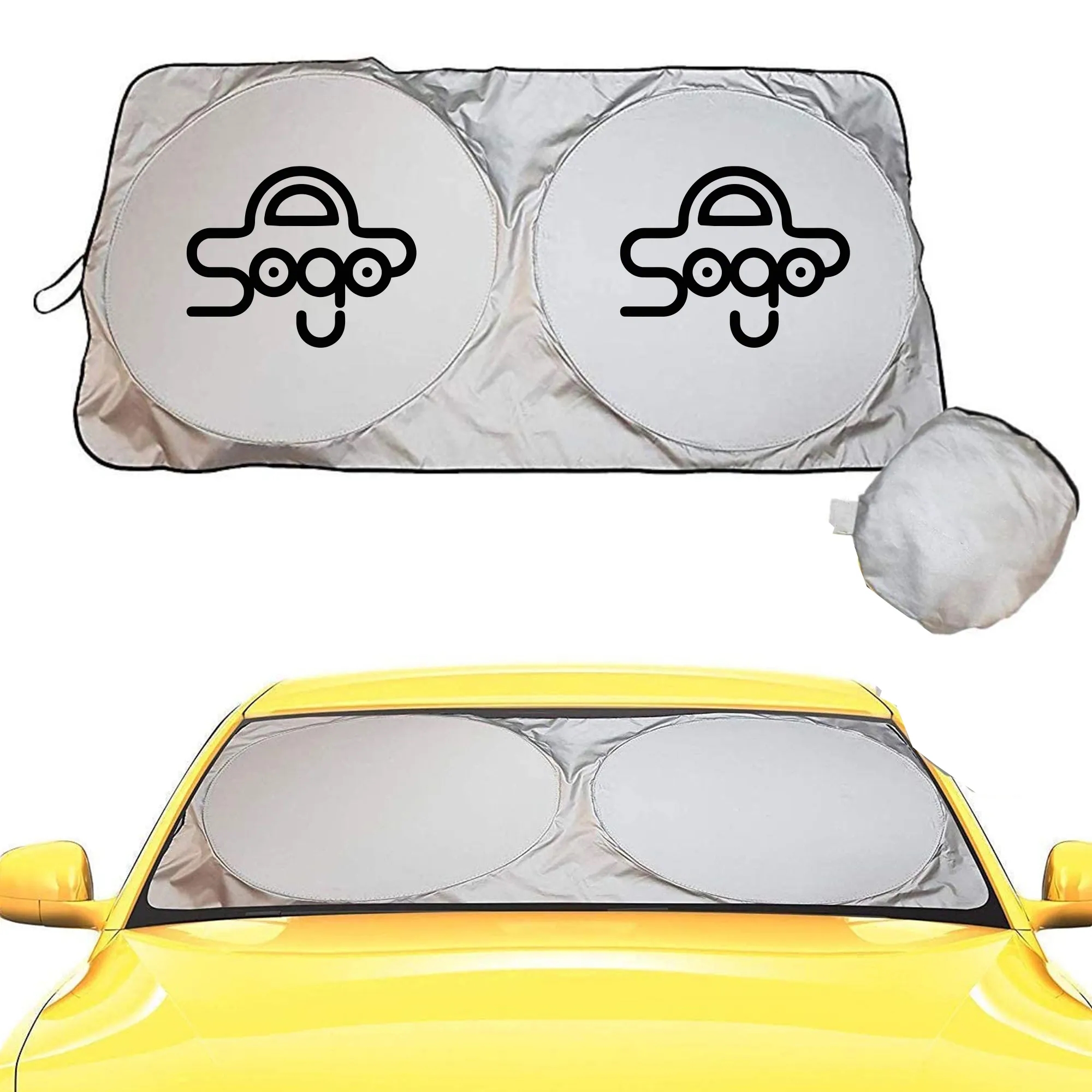 Car Sun Shade with Storage Pouch 2