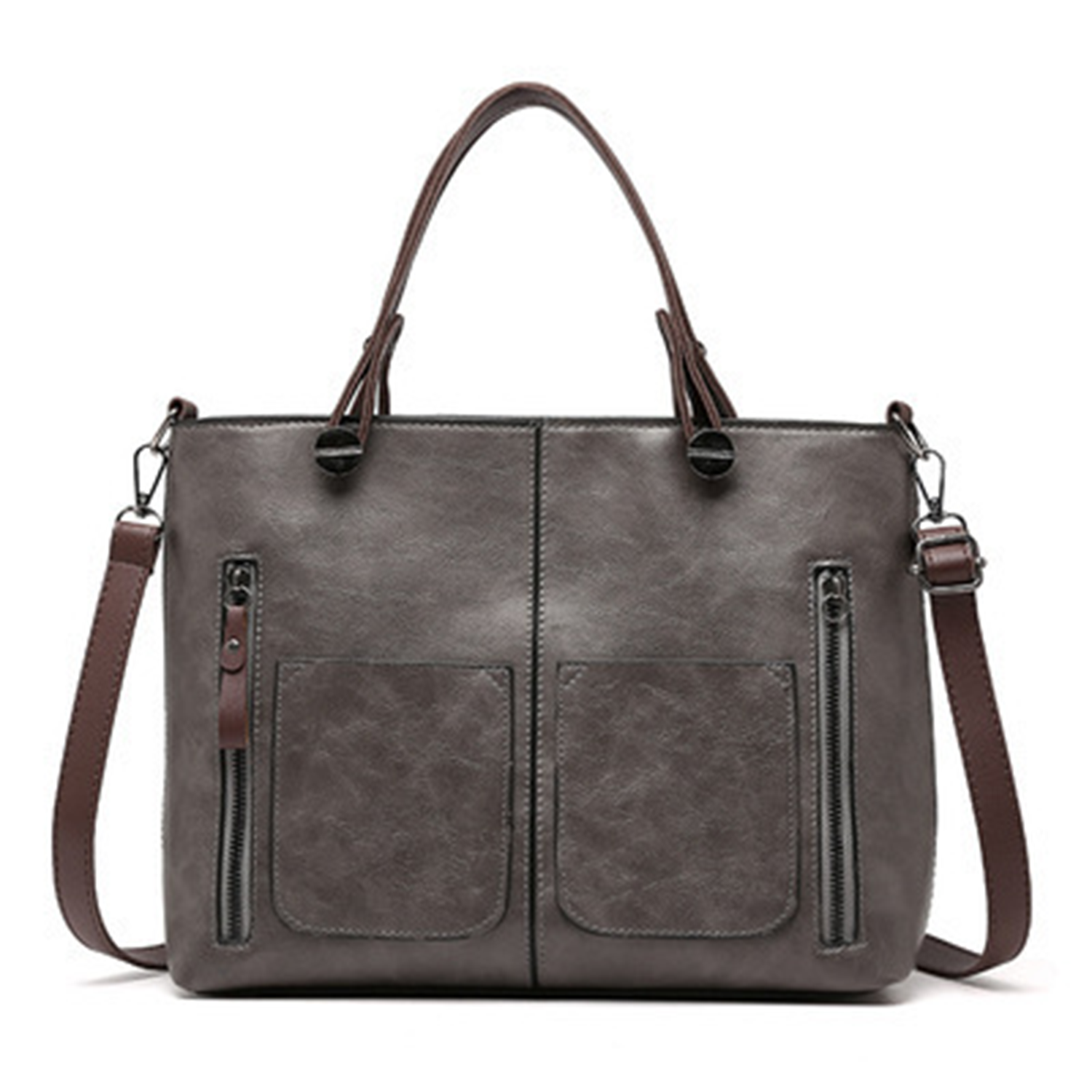 Large Capacity Vintage PU Leather Tote Bag, custom tote bag with logo imprint 2