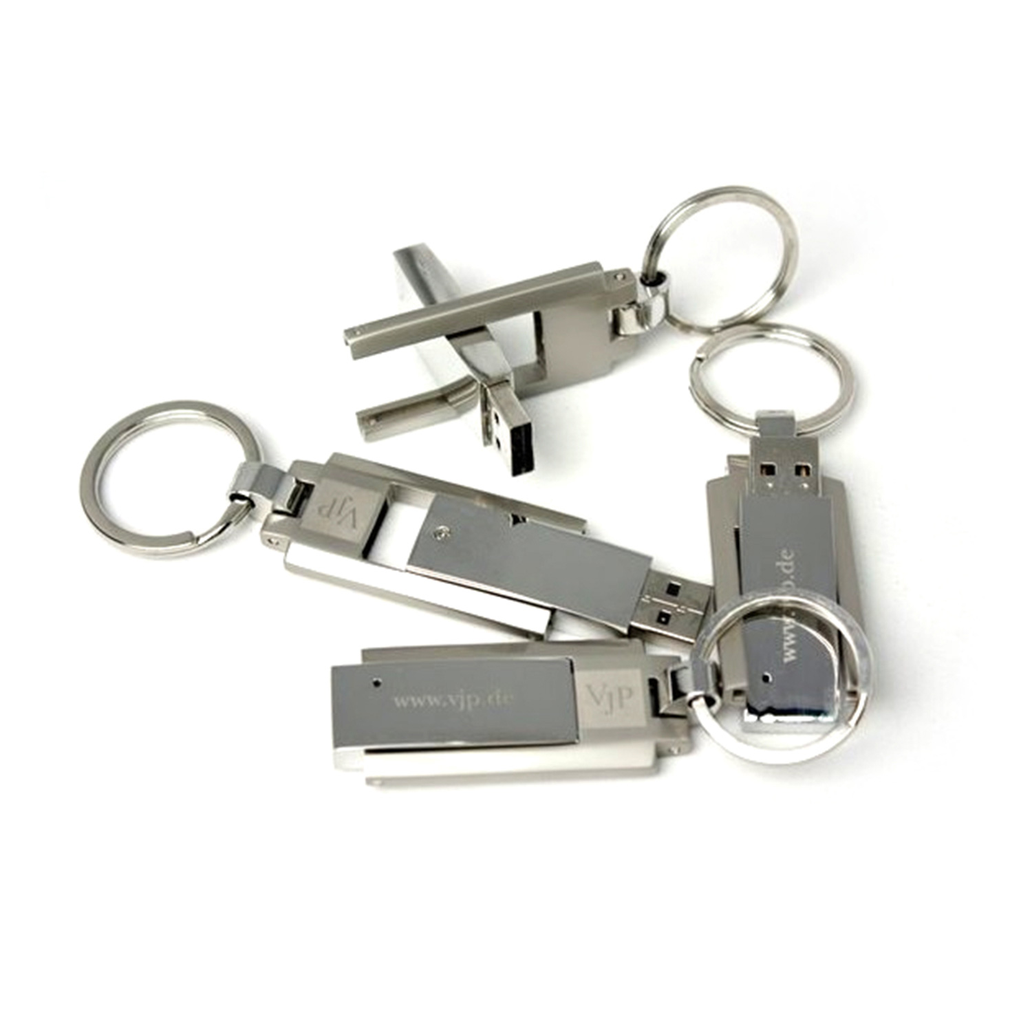 Chrome Steel with Keyring USB 2.0 3