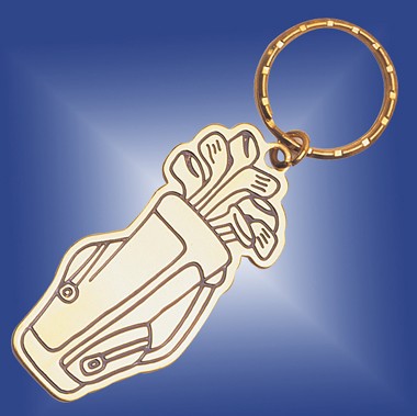 BRASS GOLF BAG KEYRING 2