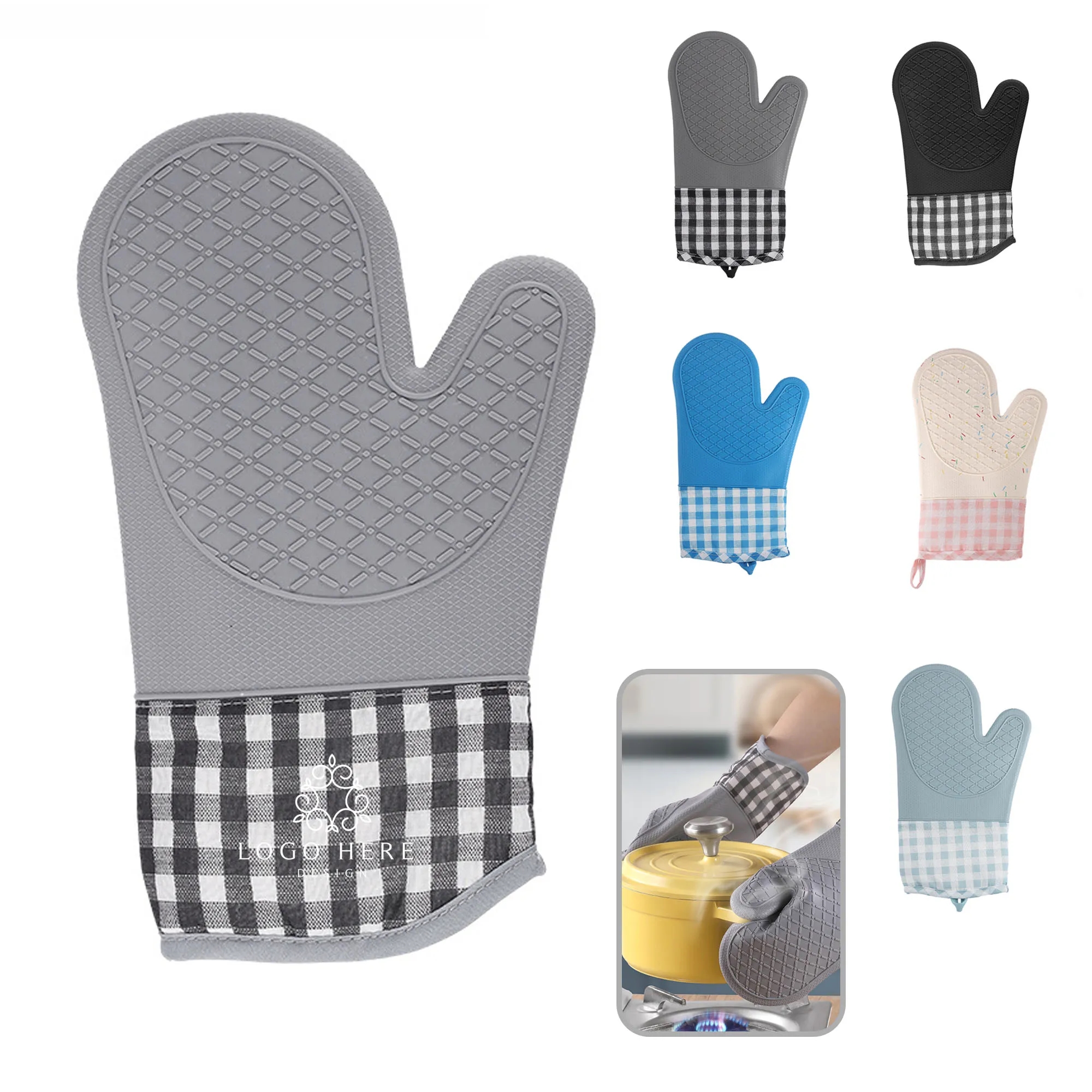 Checkered Silicone Oven Mitt 2