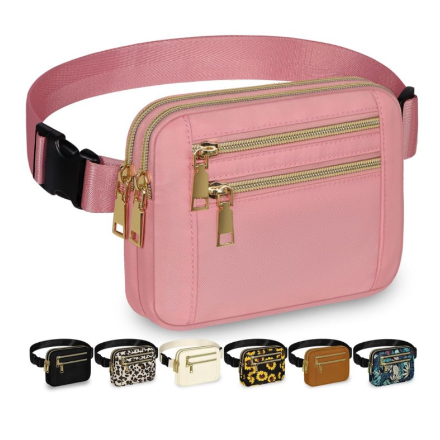 High-Capacity Polyester 4 Pockets Crossbody Fanny Pack 13
