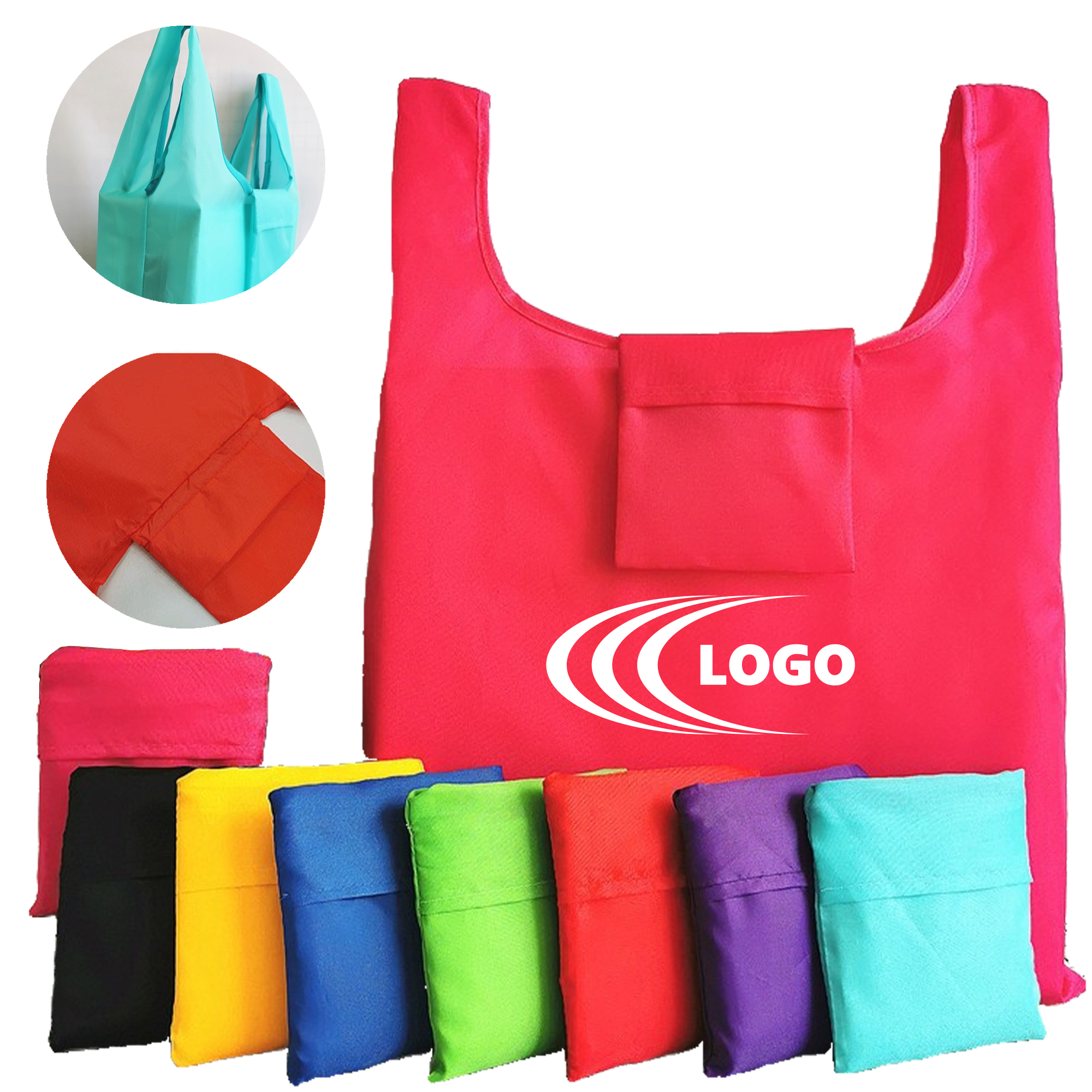 Compact Foldable Shopping Tote with Button Snap 2