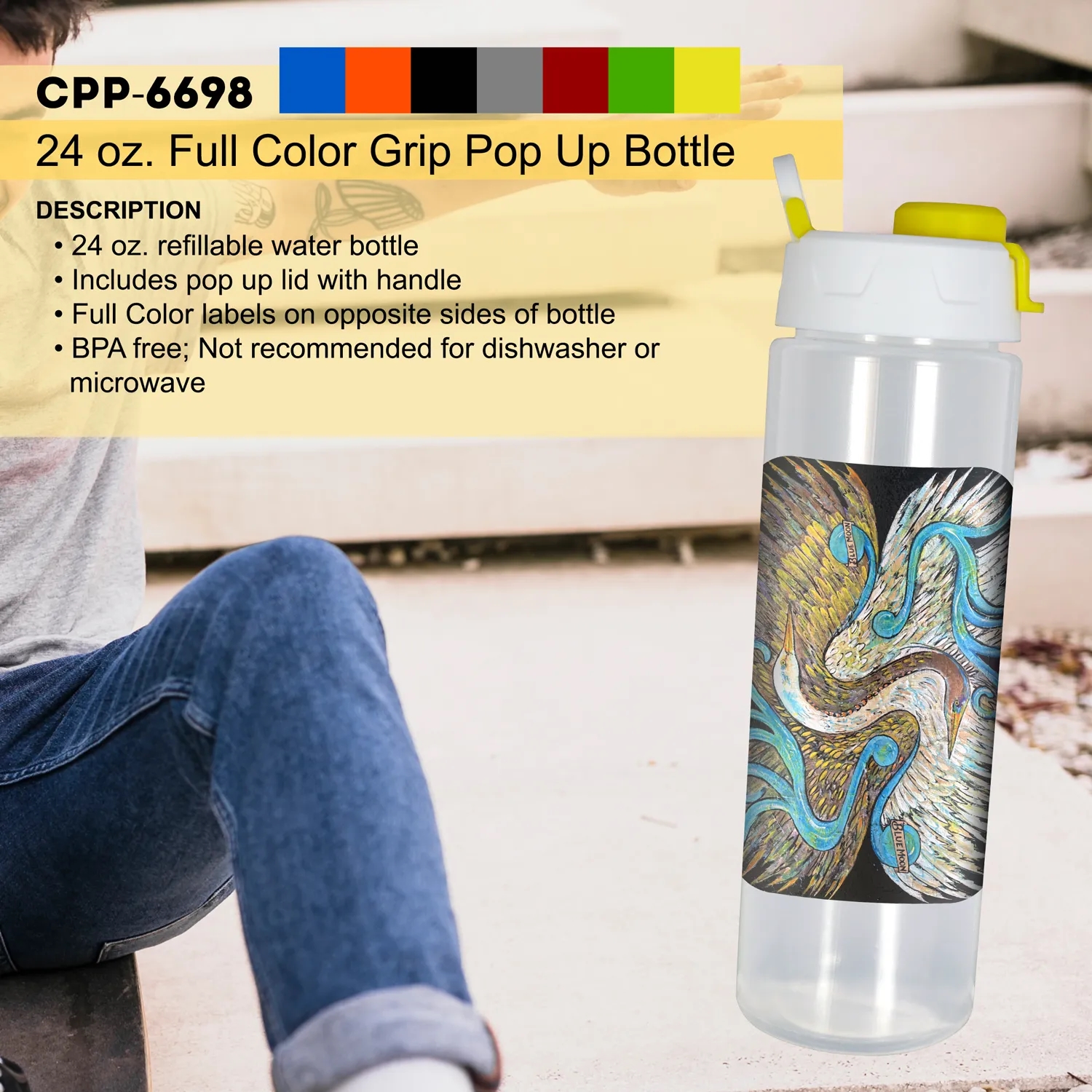 24 OZ. FULL COLOR GRIP POP UP BOTTLE 14