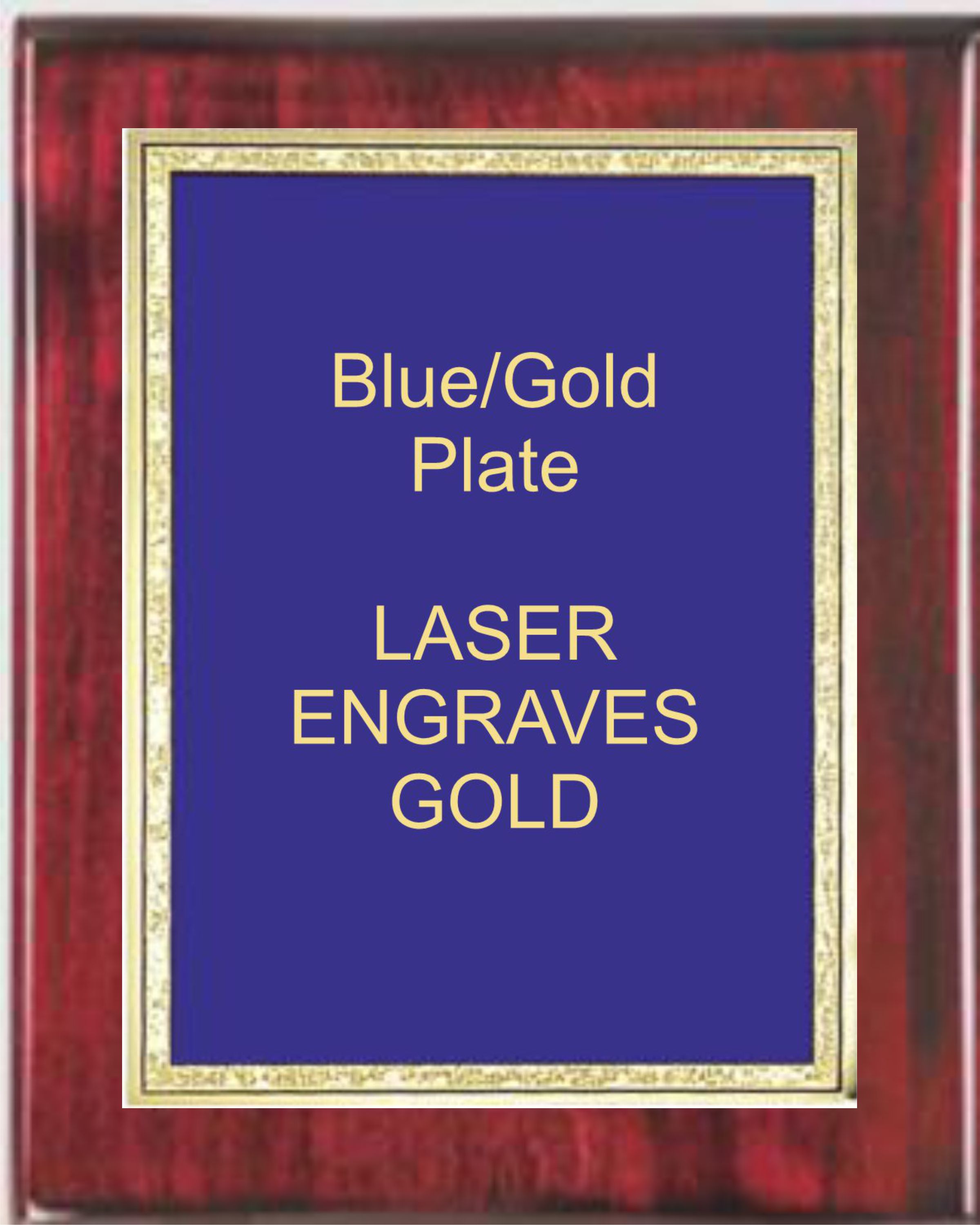 8" x 10" Rosewood Premium Piano Finish Plaque with a Blue Florentine Plate 2
