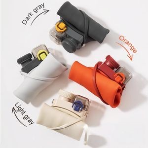 Dual Lid Leakproof Foldable Silicone Sports Bottle 5