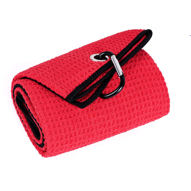 Microfiber Fabric Waffle Pattern Golf Towels w/Carabiner Clip 5