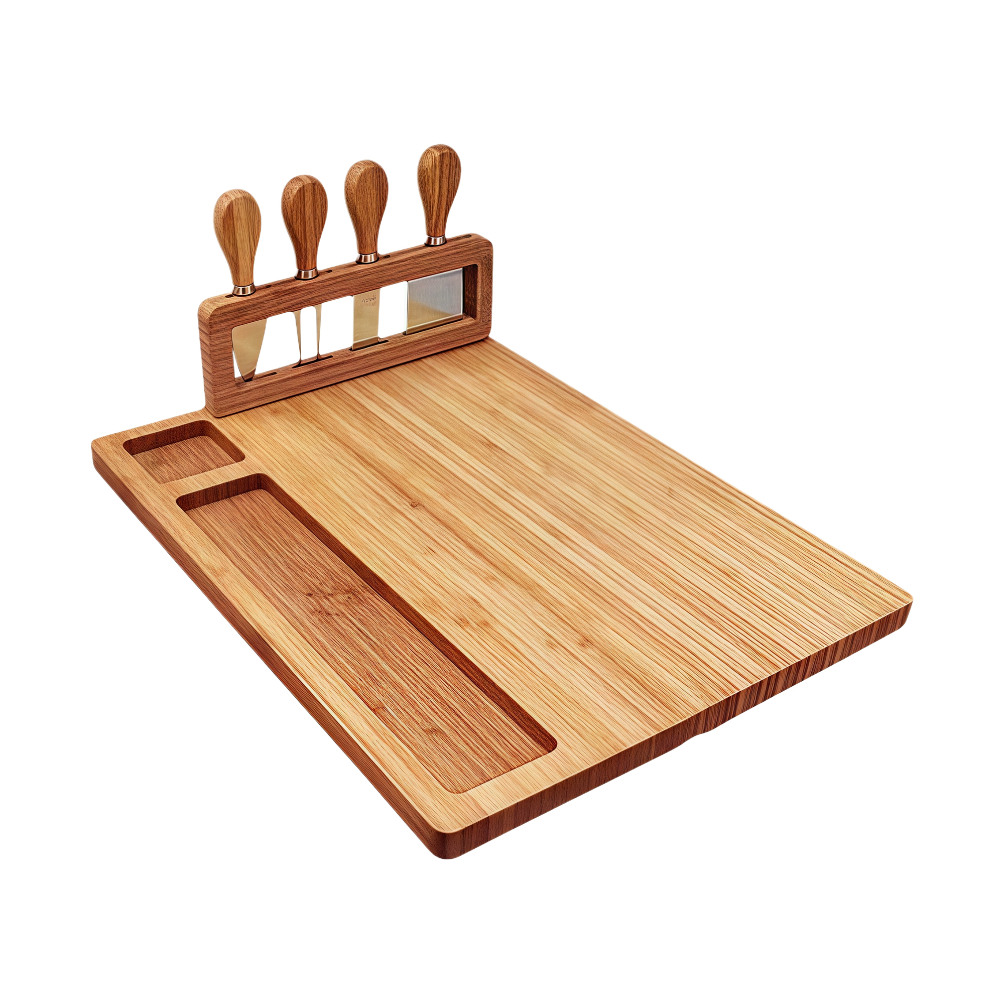 Large Cheese Board Set with 4-Piece Cheese Knives, Bamboo Wood Cutting Board for Kitchen 3