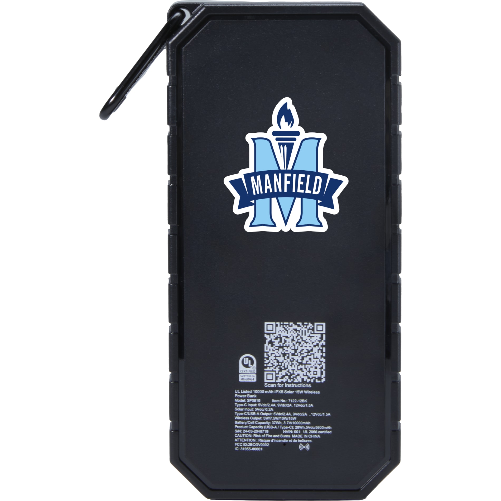 UL Listed 10000  IPX5 Solar 15W Wireless Power Ban