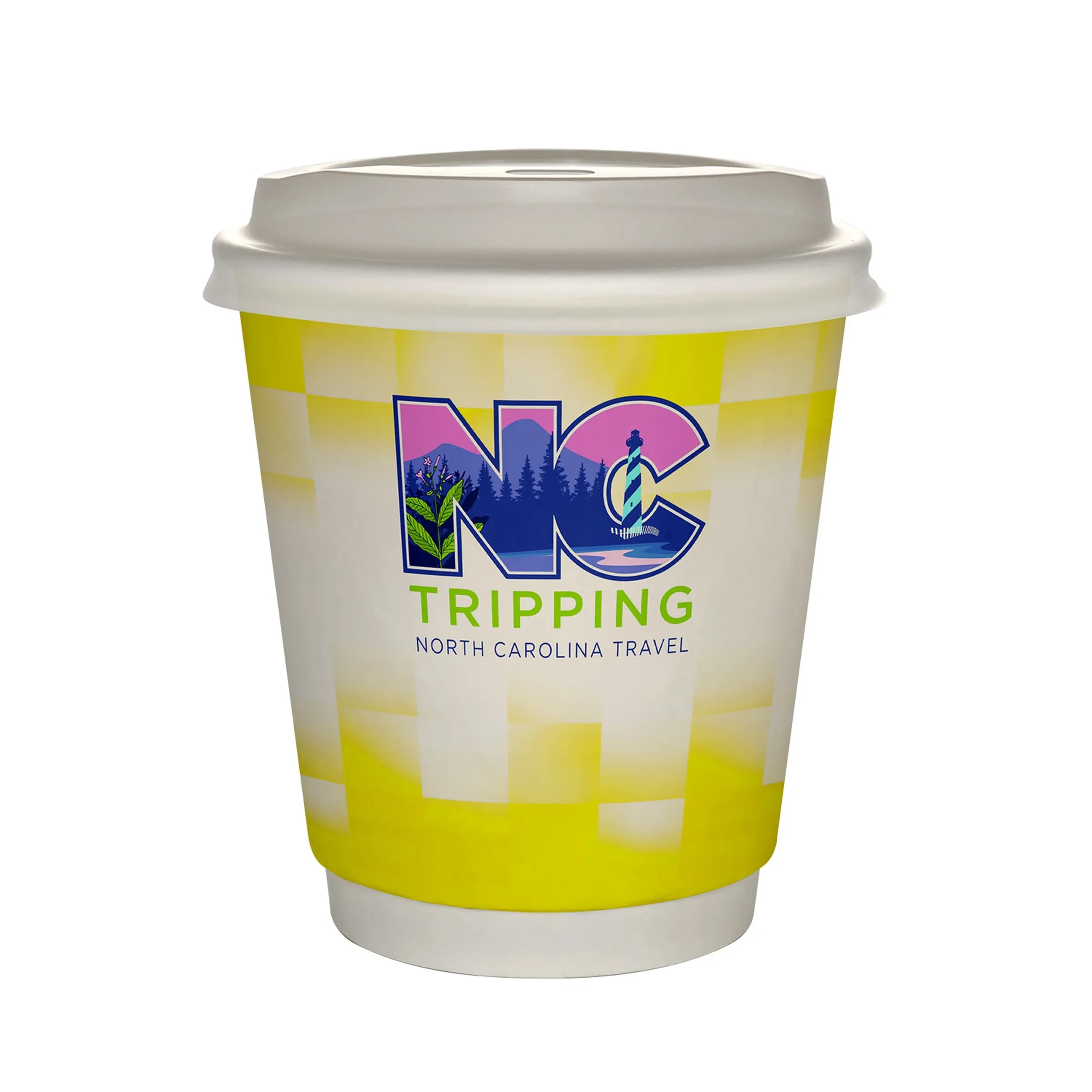 10 oz Full Color Shaded Checkers Insulated Paper Cup With Li 14