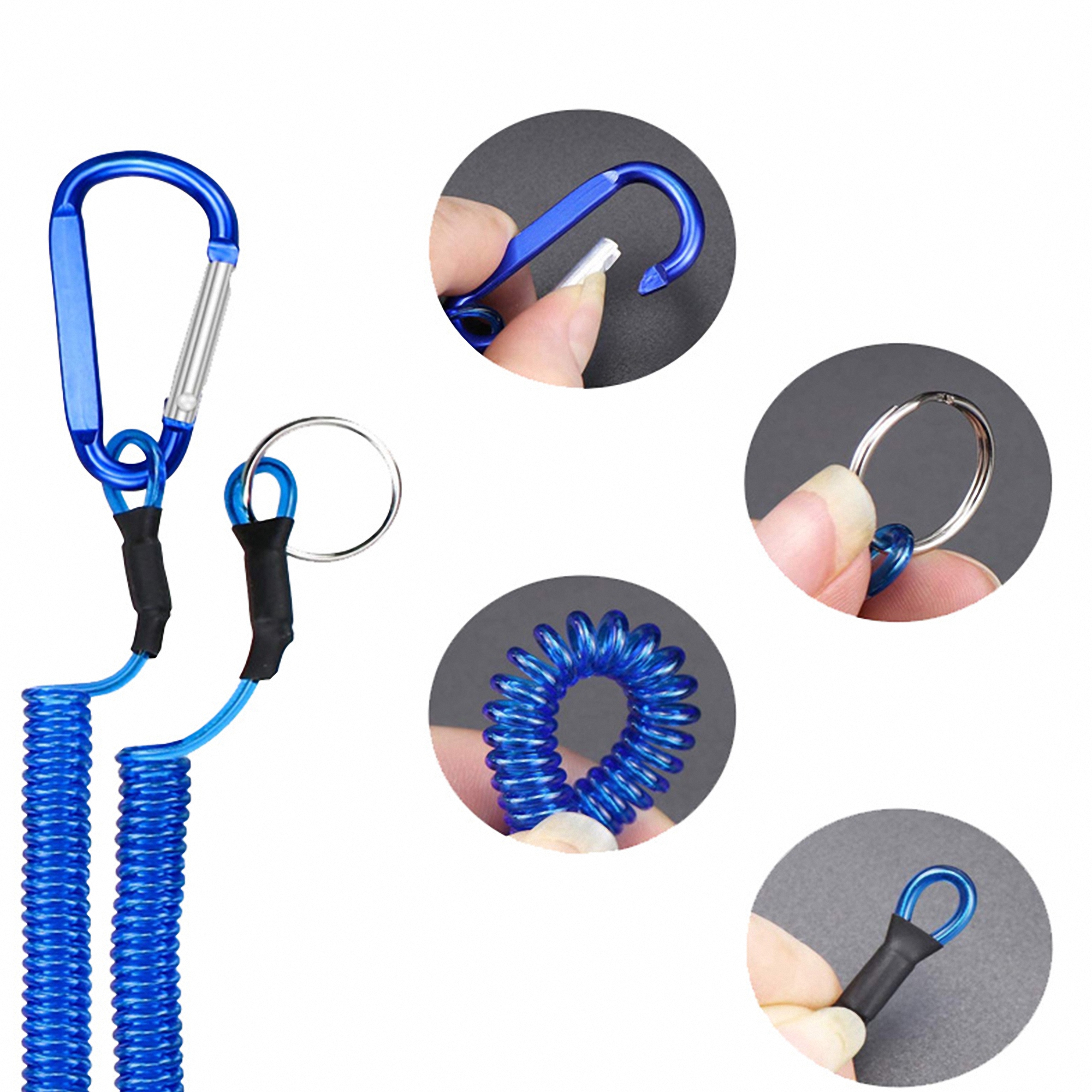 Bungee Spring Keychain with Carabiner Clip 4