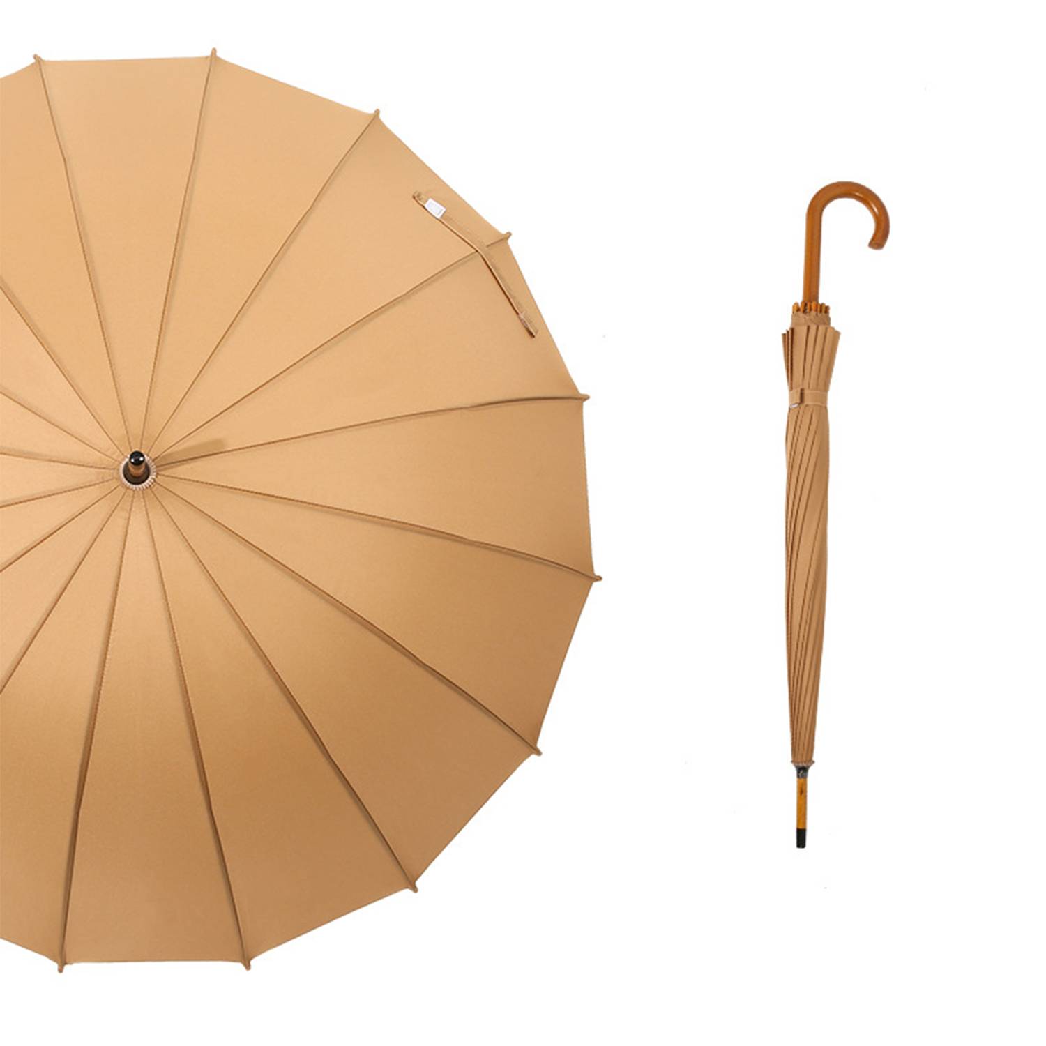 16 Rib Auto Open Wooden Handle Windproof Umbrella 4