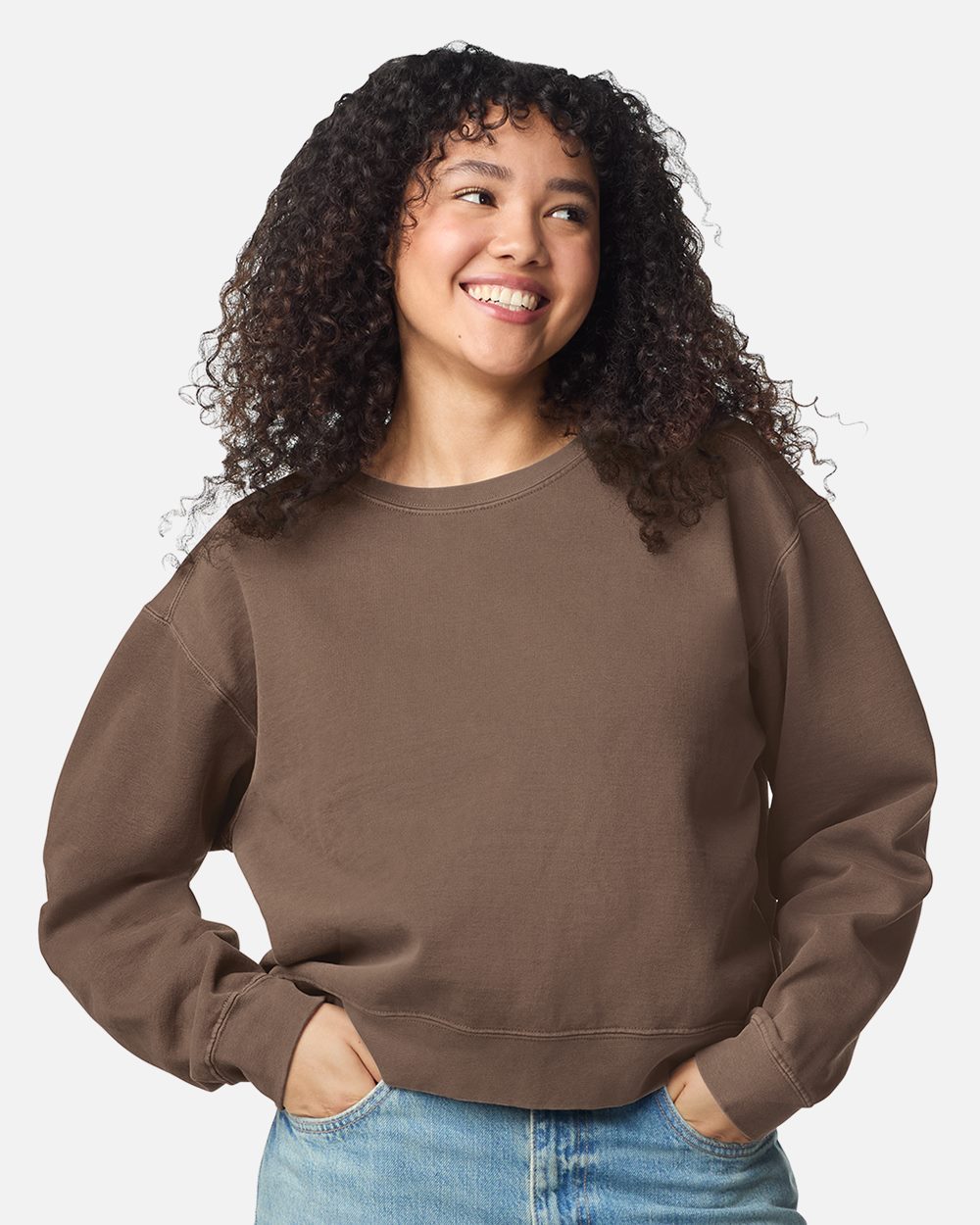 Women's Garment-Dyed Mid-Length Crewneck Sweatshirt - 1566L 6
