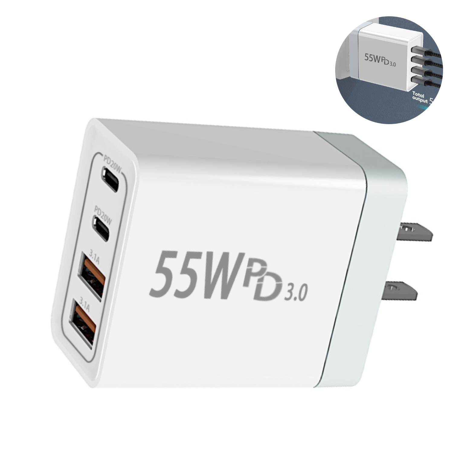 55W USB C PD Wall Fast Chargers 6