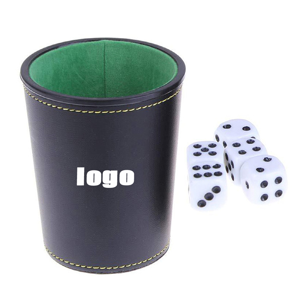 PU Leather Dice Cup with 5 Dices