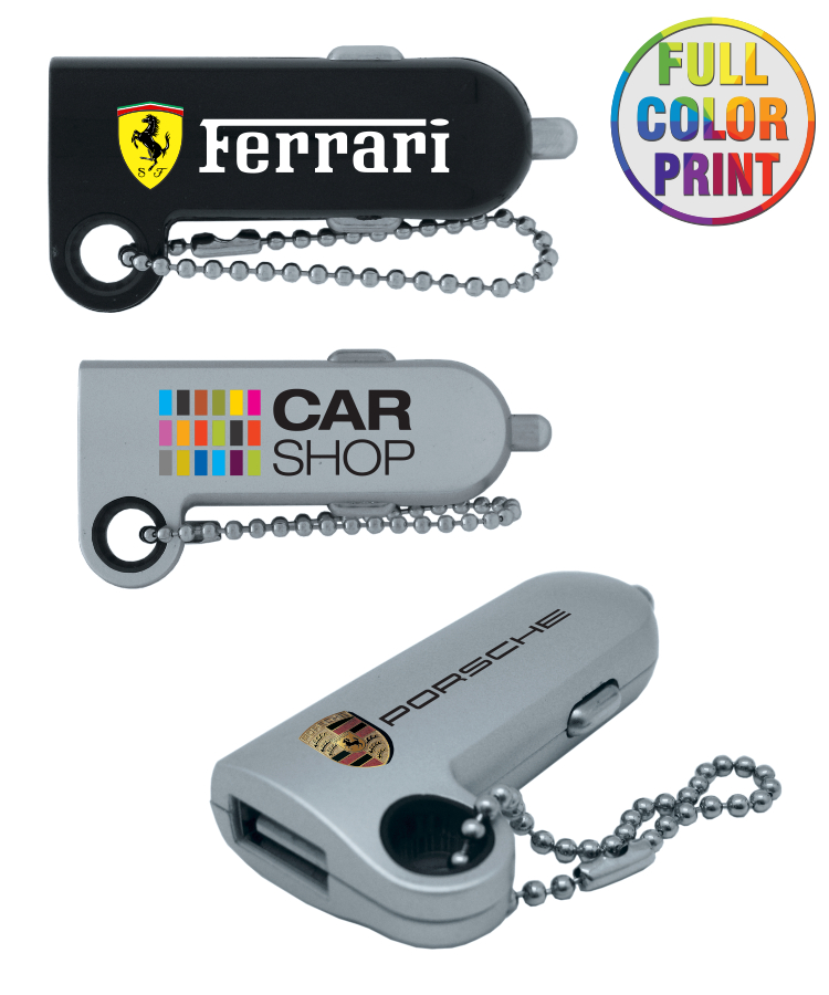 Keychain USB Car Charger - Full Color 2