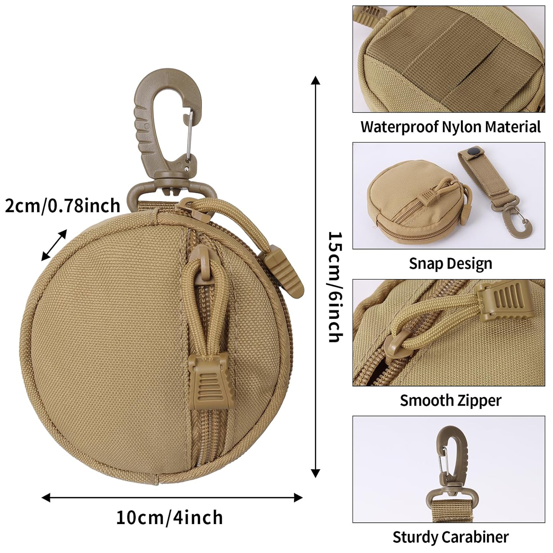 Round Zipper Coin Purse with Clip 4