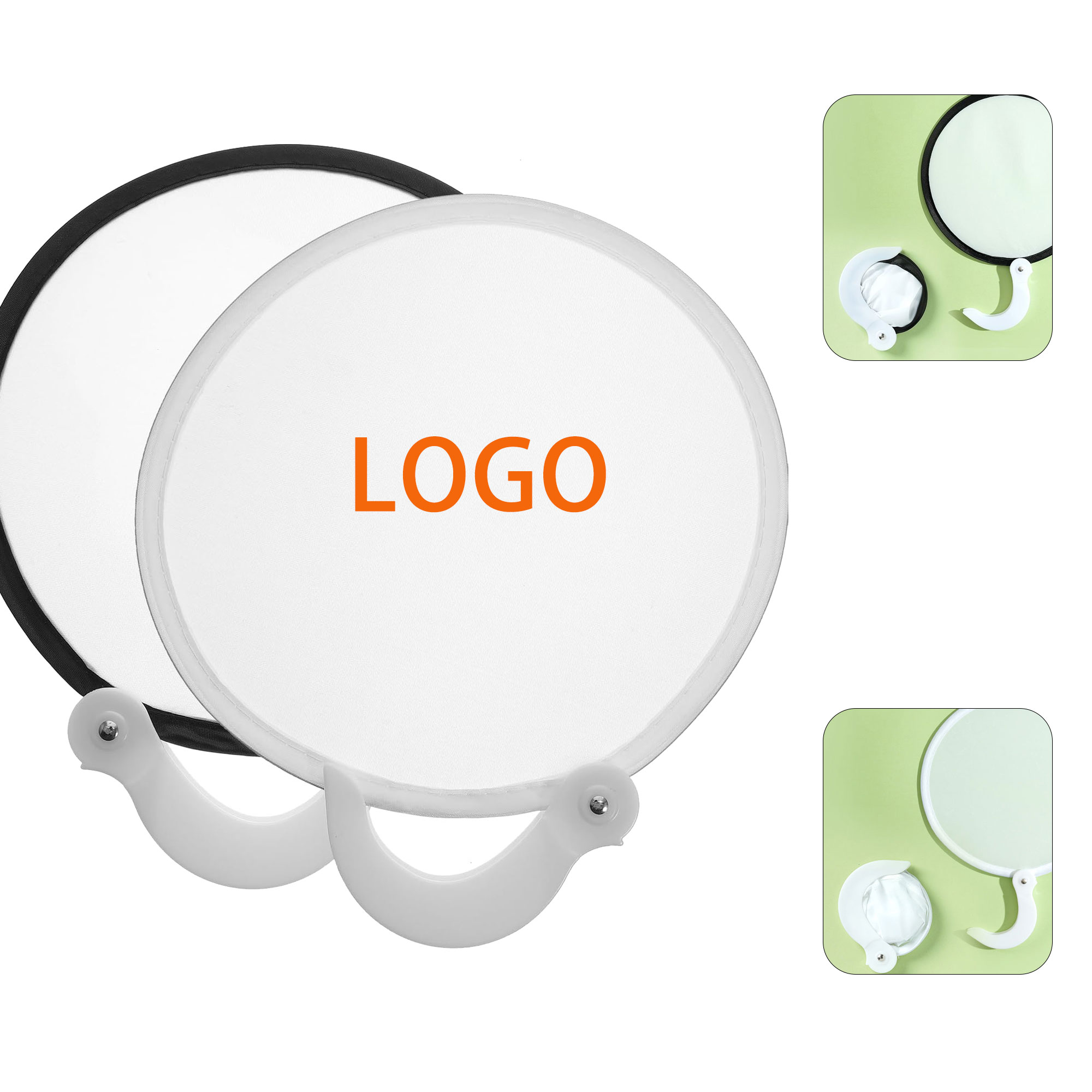 Outdoor Hand Held Folding Round Fan 2
