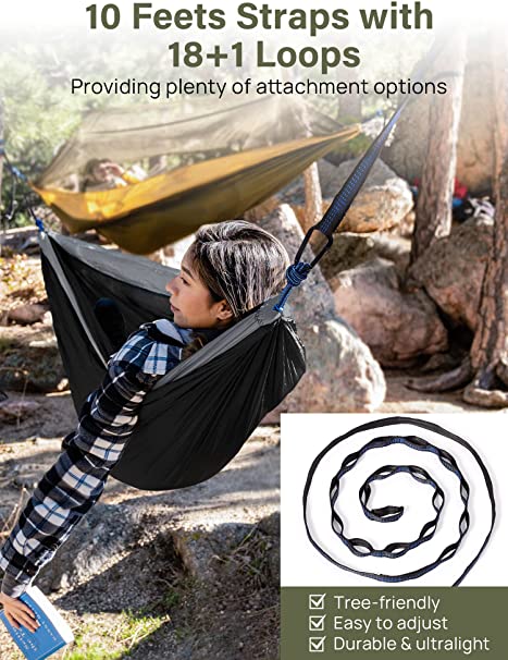 Hammock Double & Single Portable Hammocks/2 Tree Straps 6