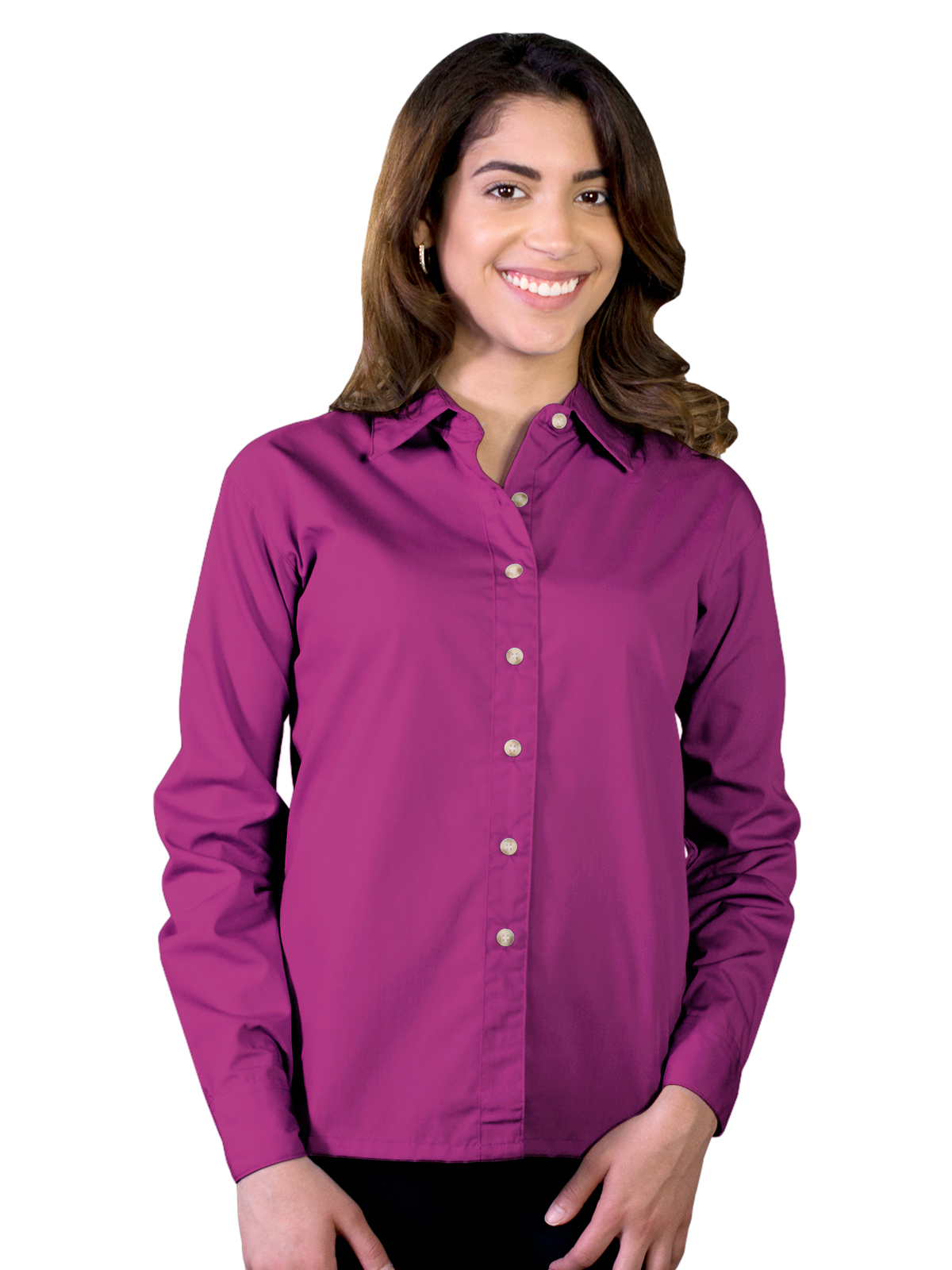 Blue Generation - Women's Pocketless Long Sleeve Superblend Poplin Shirt 15
