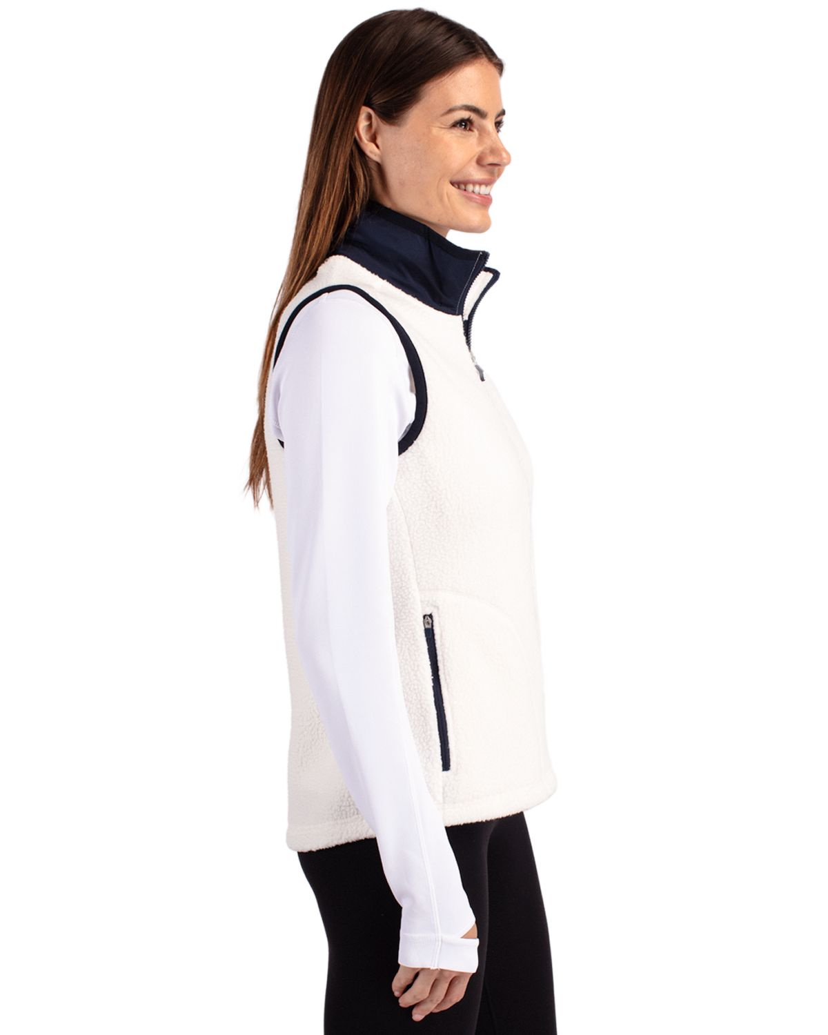 Cutter & Buck Cascade Epic Comfort Recycled Sherpa Fleece Womens Full Zip Vest 69