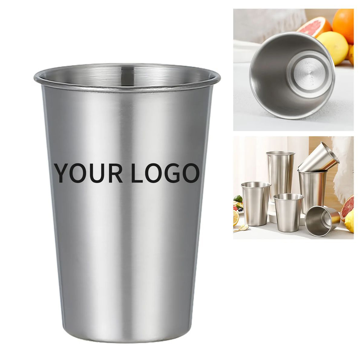 16oz Metal Cup with Polished Finish and Open Top 2