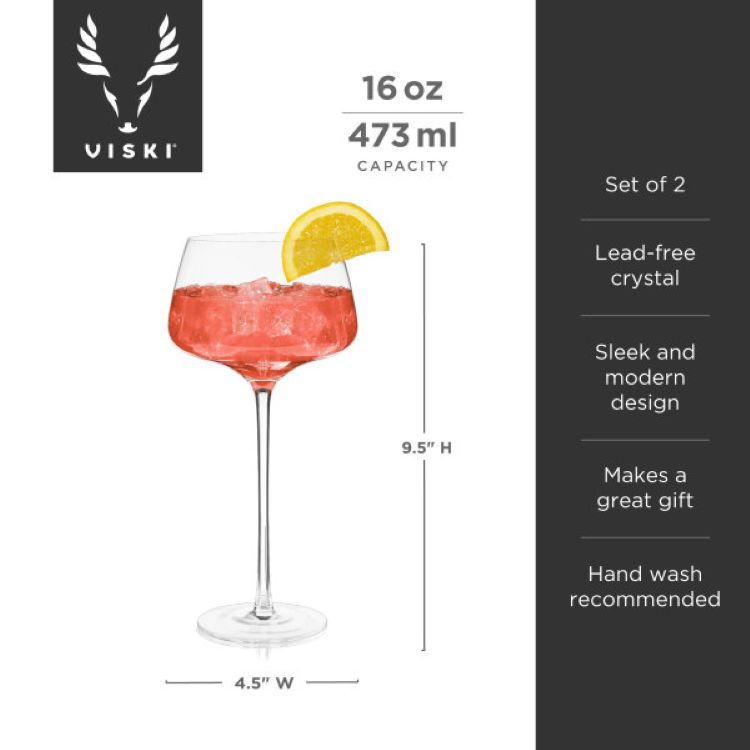 Viski® Angled Crystal Amaro Spritz Glass, set of 2 9