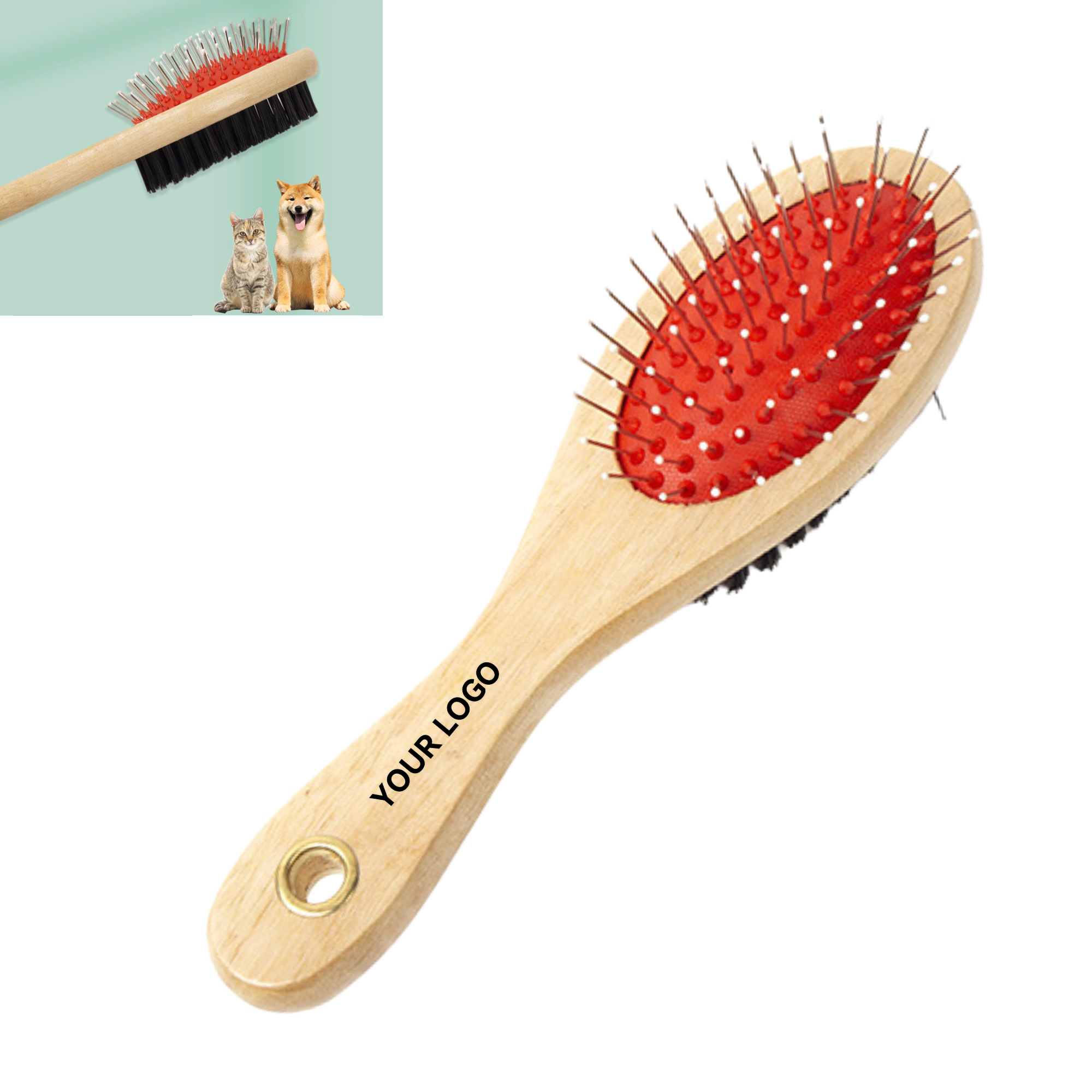Wooden Double-Sided Pet Comb for Grooming 2