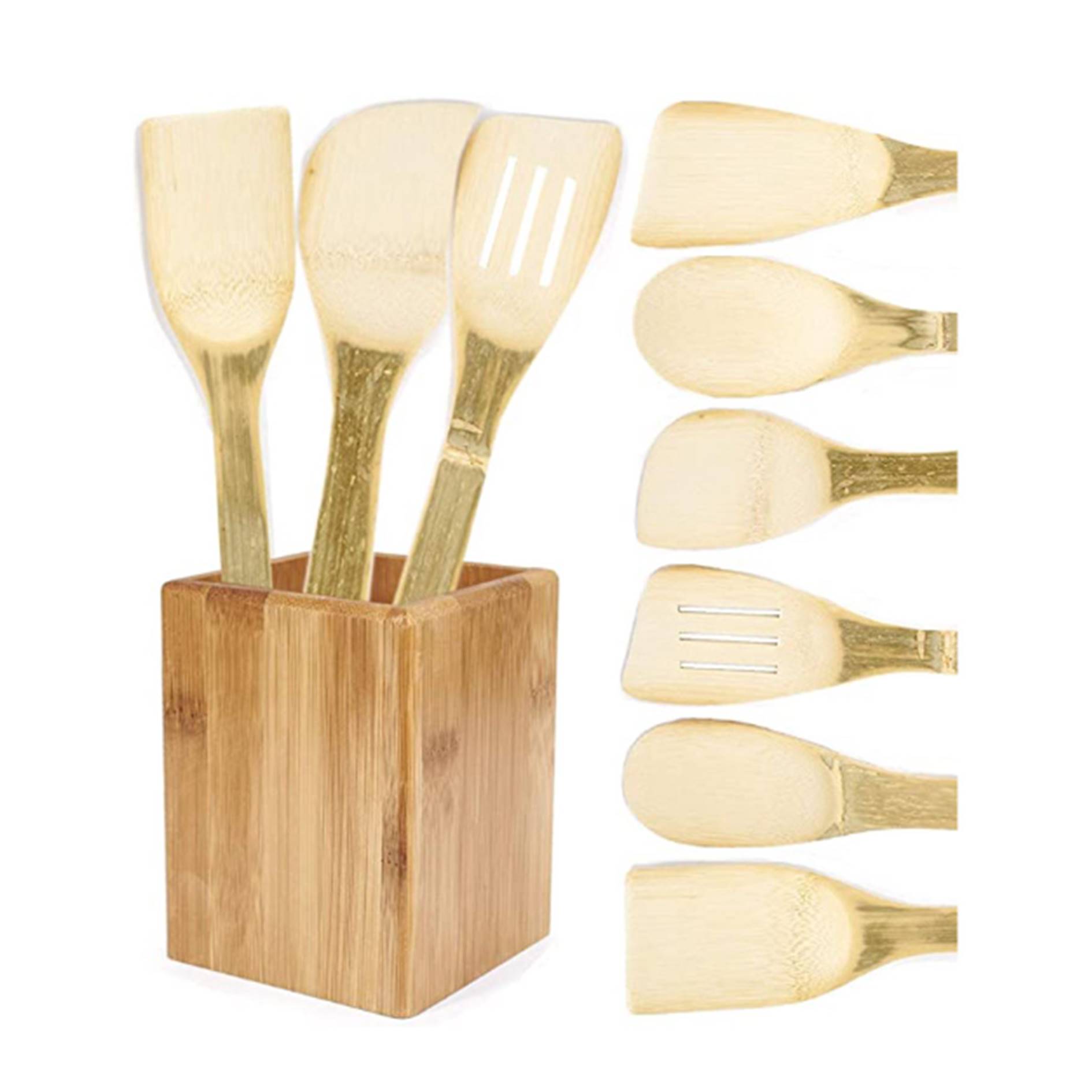 7 Pieces Kitchen Utensil Bamboo Spatula Set 5